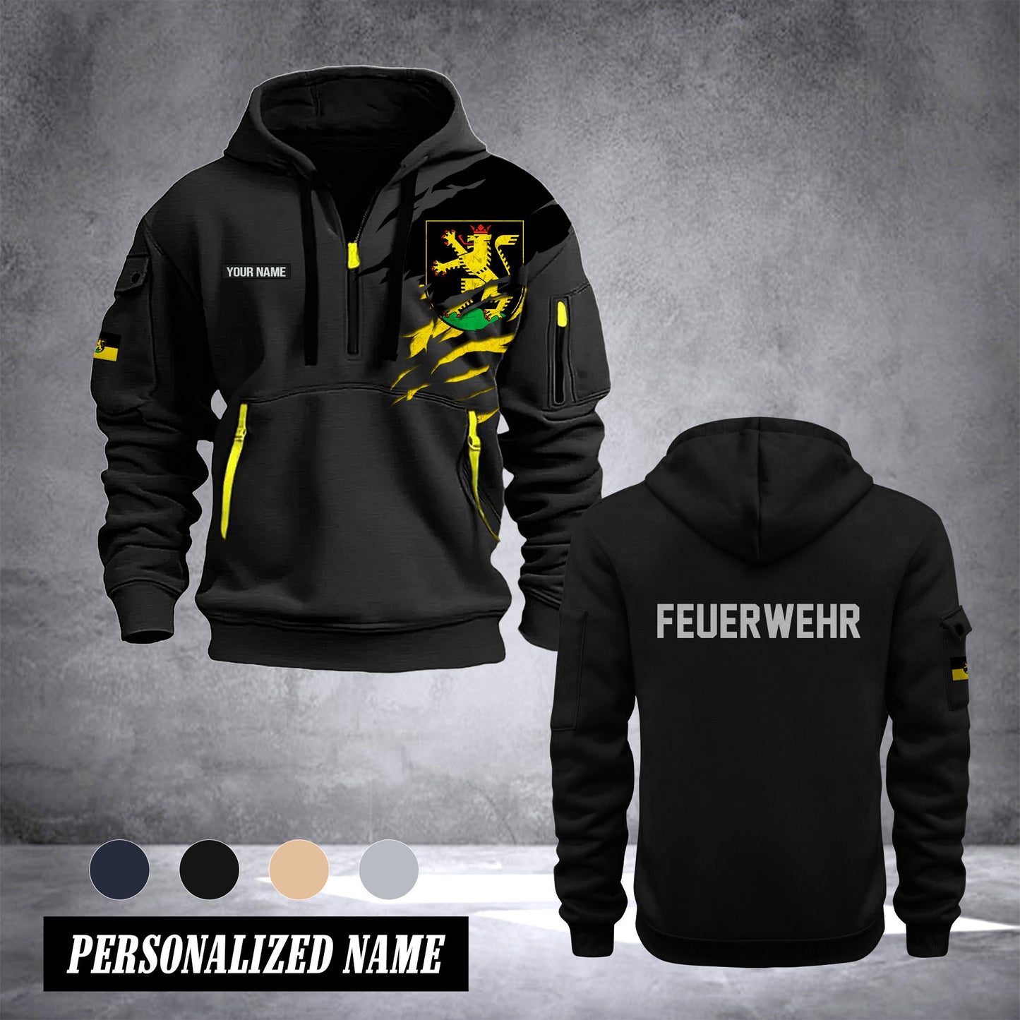 Firefighter Heidelberg Germany customize Hoodie Half Zipper 0909
