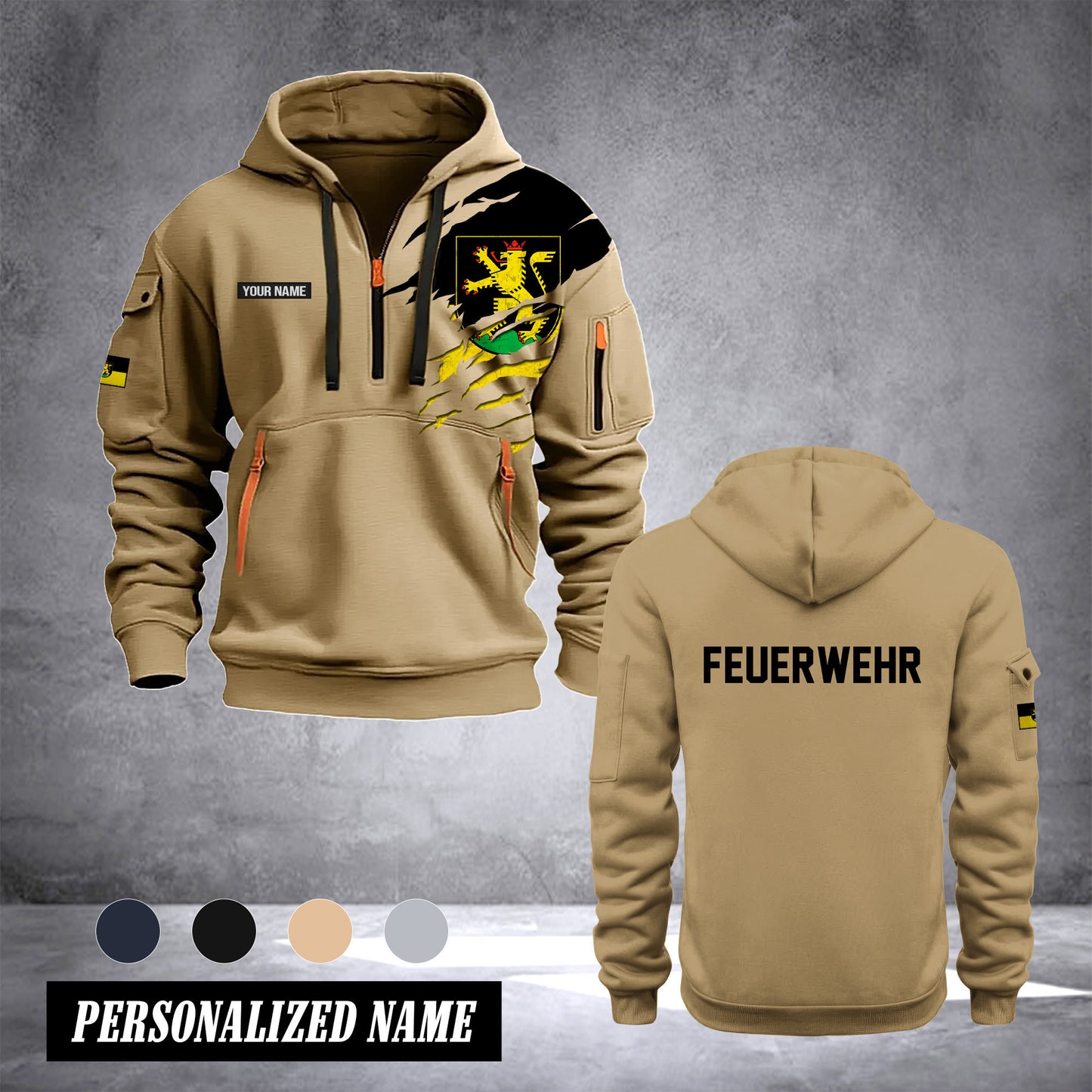 Firefighter Heidelberg Germany customize Hoodie Half Zipper 0909