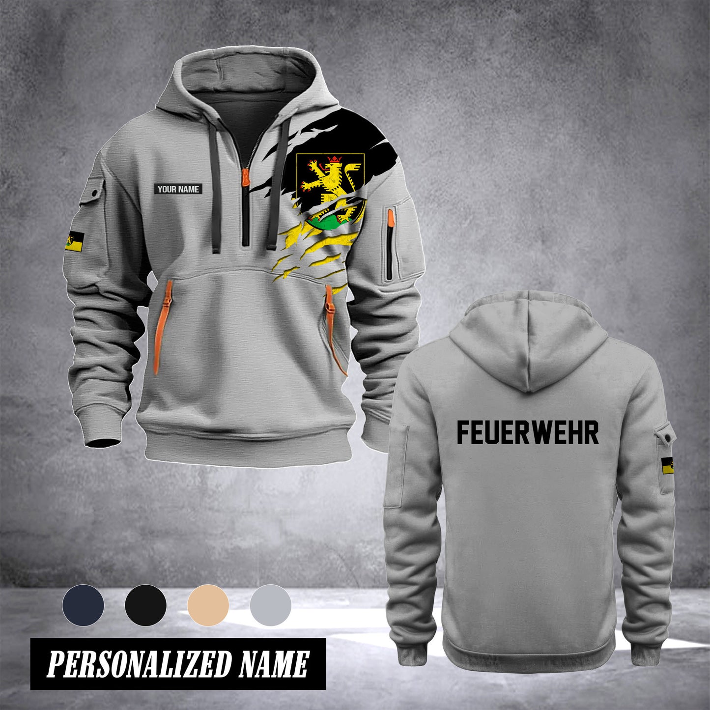 Firefighter Heidelberg Germany customize Hoodie Half Zipper 0909