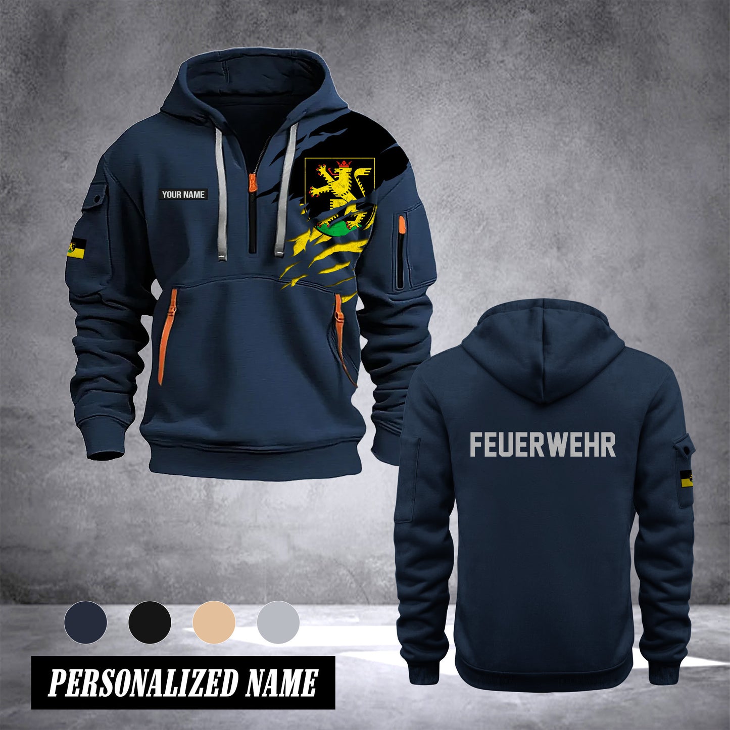 Firefighter Heidelberg Germany customize Hoodie Half Zipper 0909