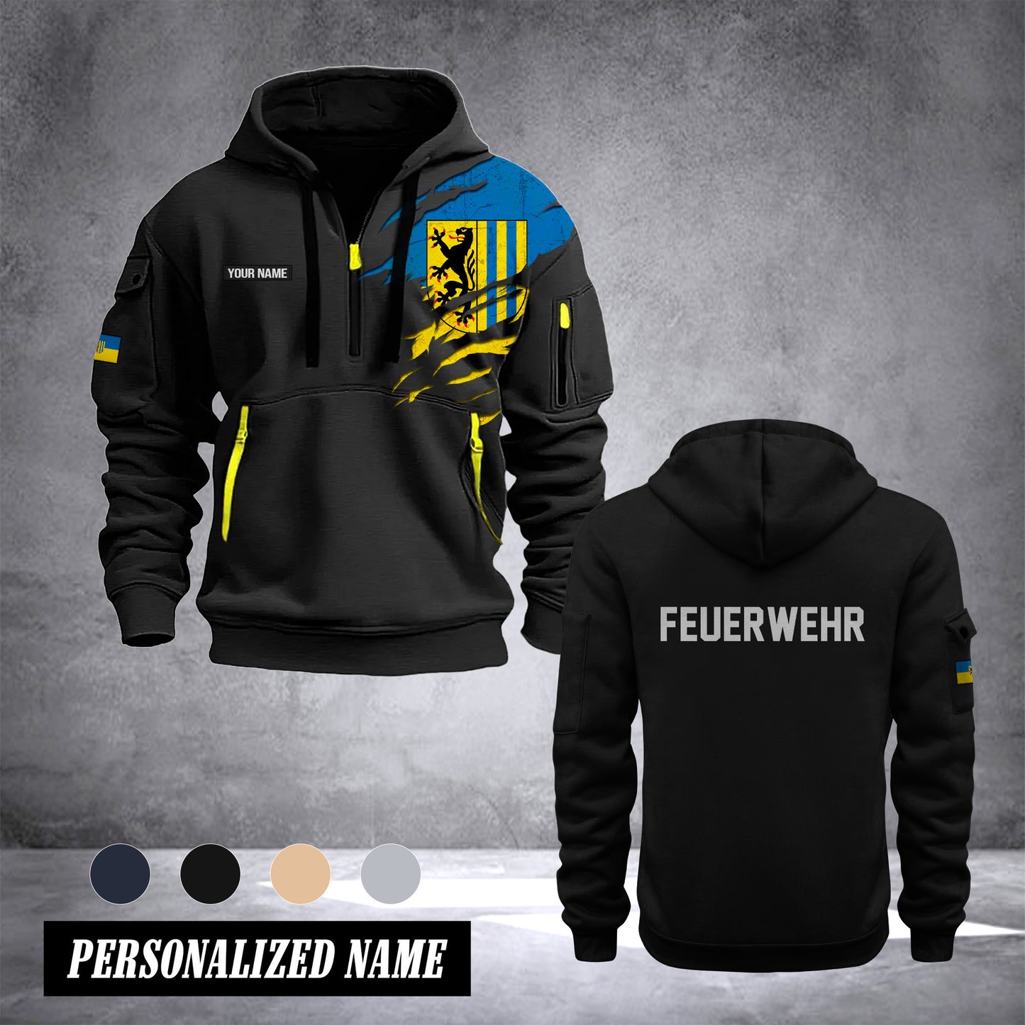 Firefighter Leipzig Germany customize Hoodie Half Zipper 0909
