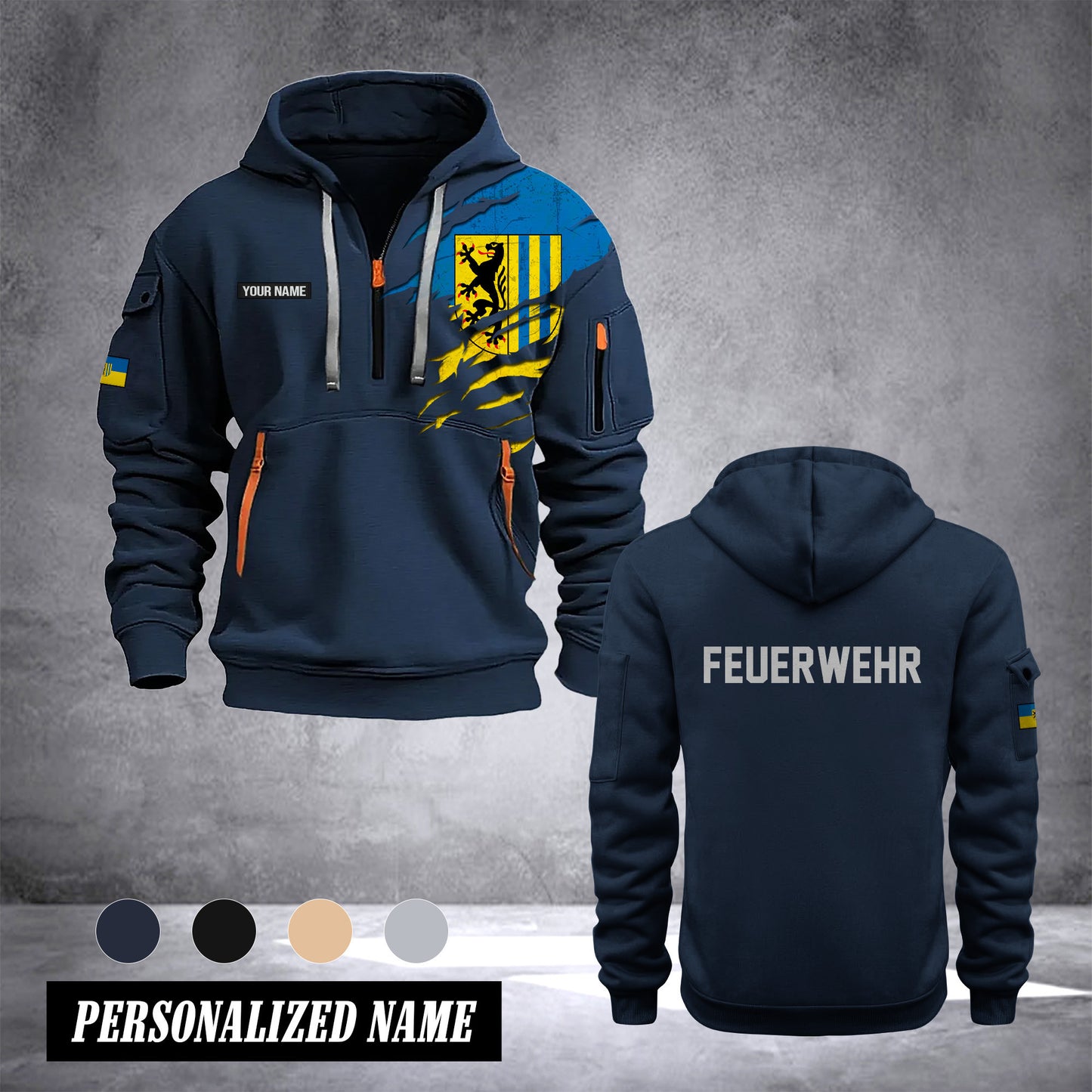 Firefighter Leipzig Germany customize Hoodie Half Zipper 0909