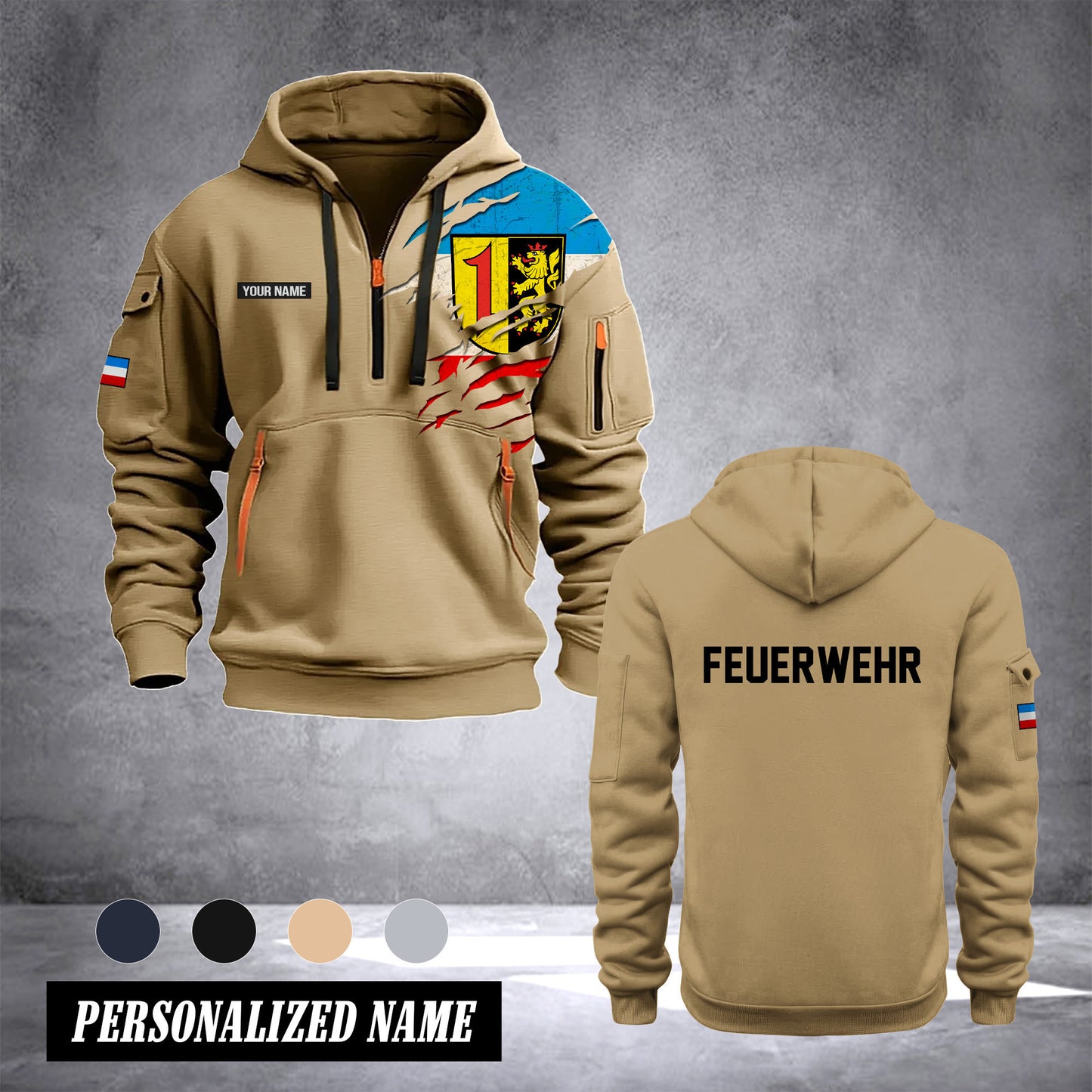 Firefighter Mannheim Germany customize Hoodie Half Zipper 0909