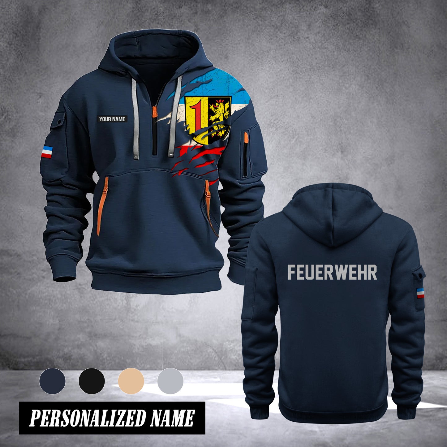 Firefighter Mannheim Germany customize Hoodie Half Zipper 0909