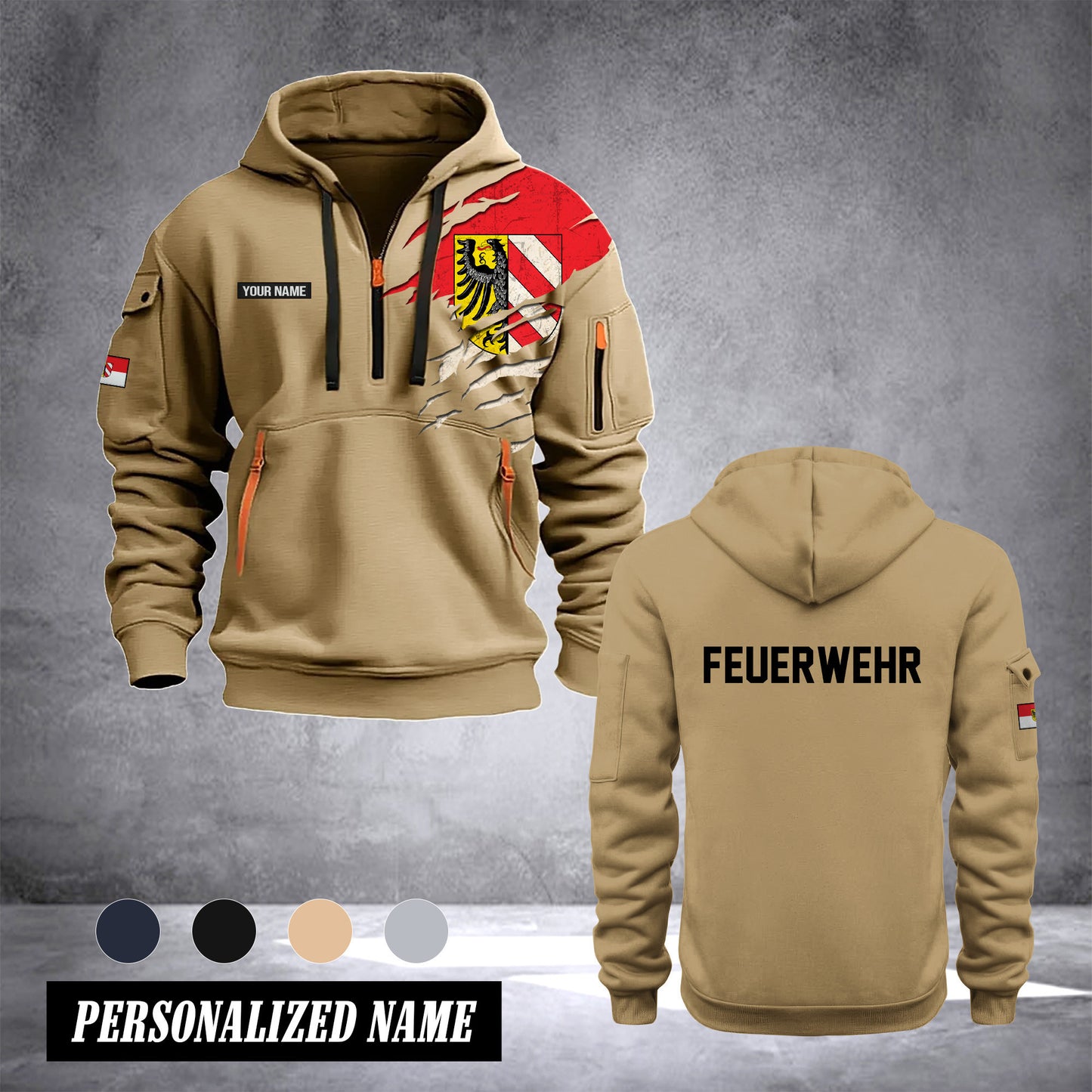 Firefighter Nuremberg Germany customize Hoodie Half Zipper 0909