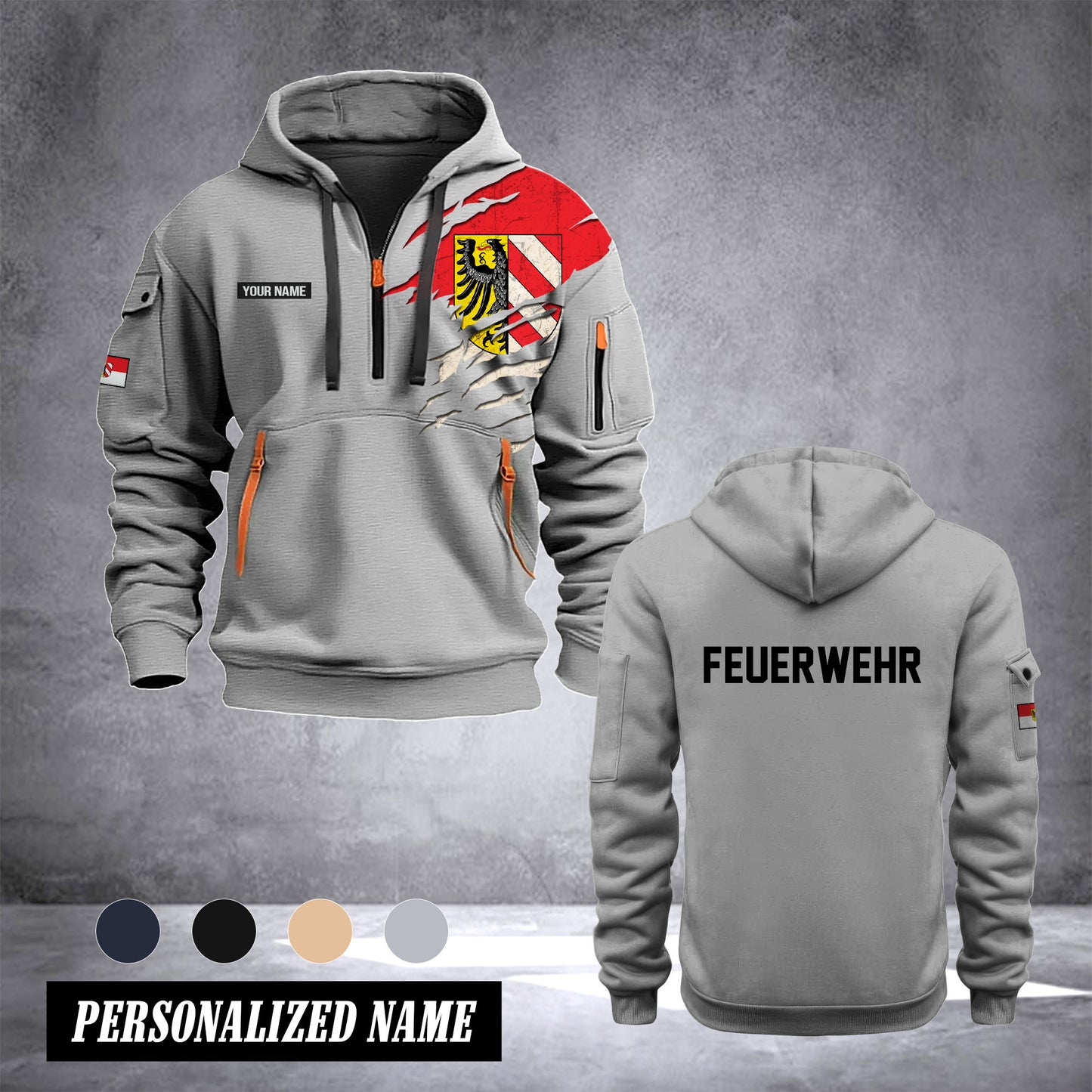 Firefighter Nuremberg Germany customize Hoodie Half Zipper 0909