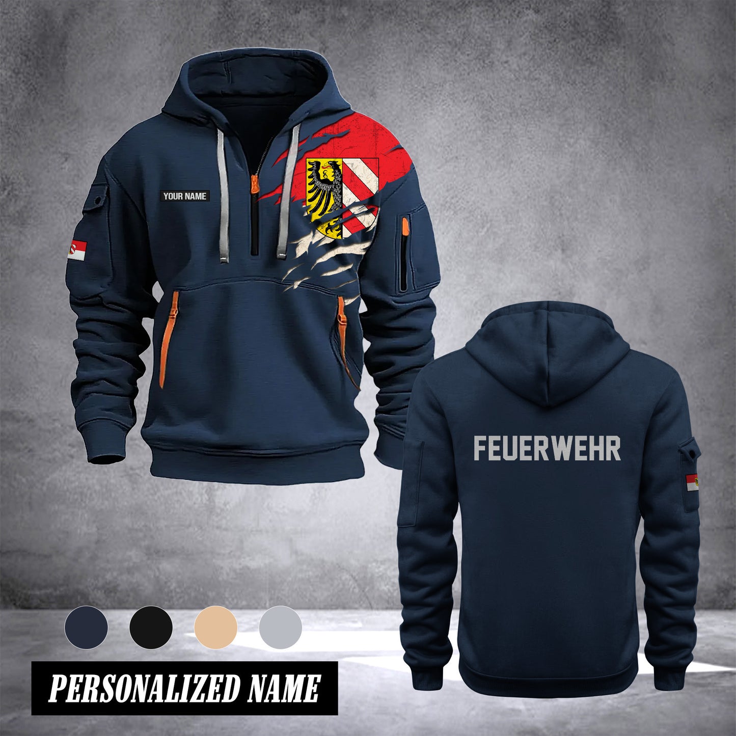 Firefighter Nuremberg Germany customize Hoodie Half Zipper 0909