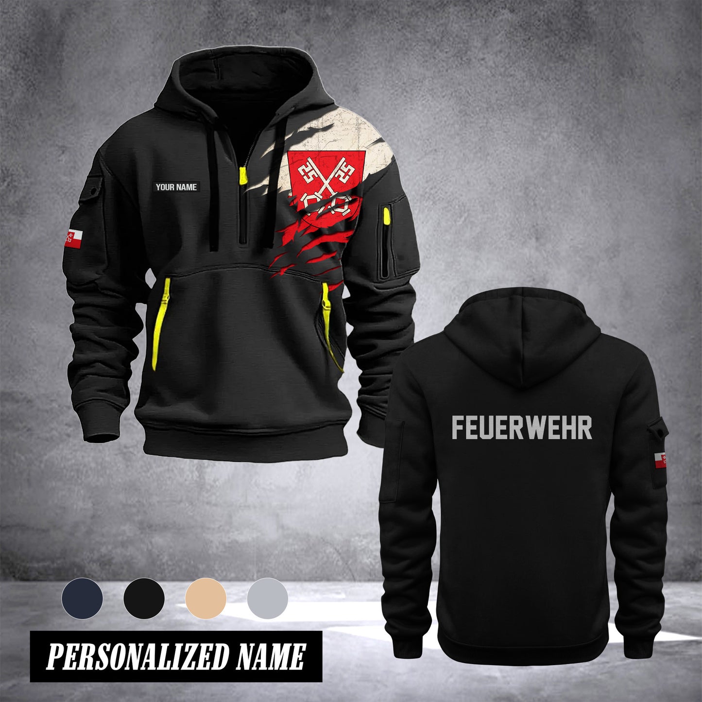 Firefighter Regensburg Germany customize Hoodie Half Zipper 0909