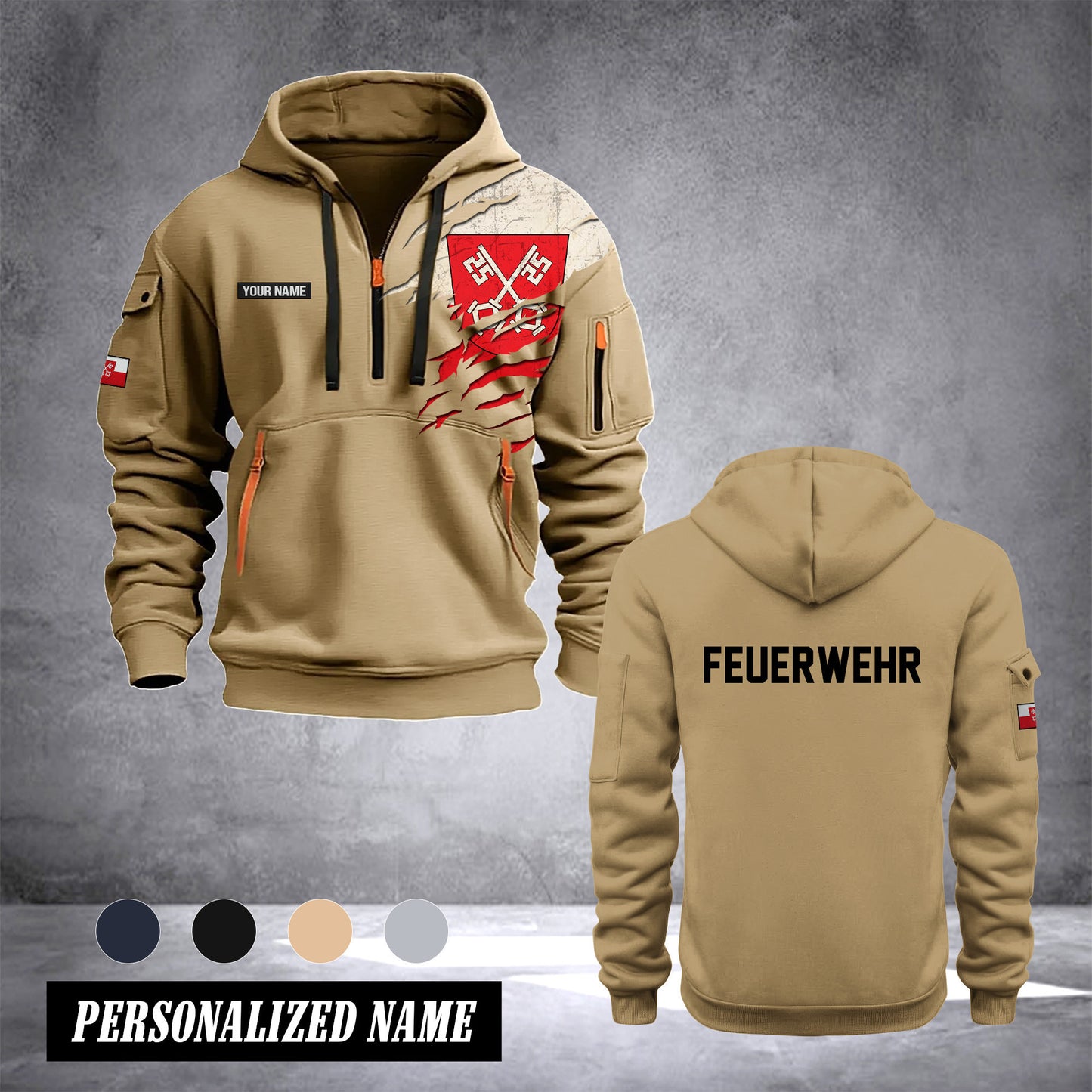 Firefighter Regensburg Germany customize Hoodie Half Zipper 0909