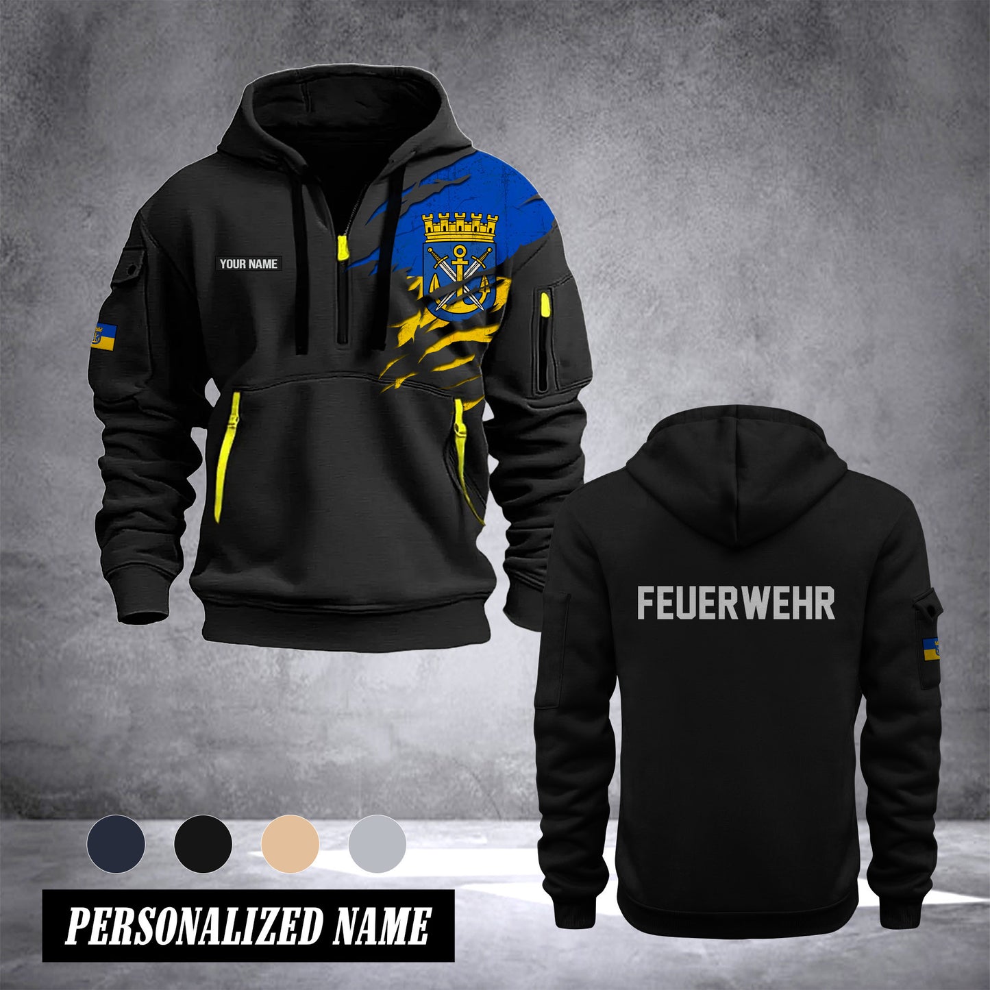 Firefighter Solingen Germany customize Hoodie Half Zipper 0909