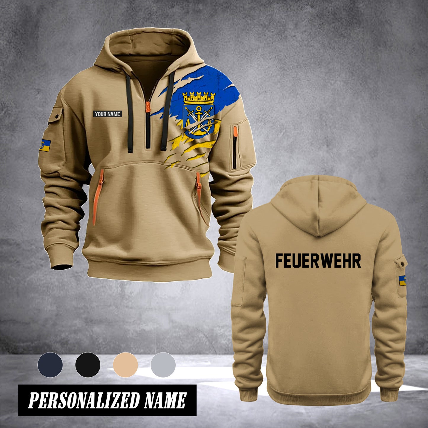 Firefighter Solingen Germany customize Hoodie Half Zipper 0909