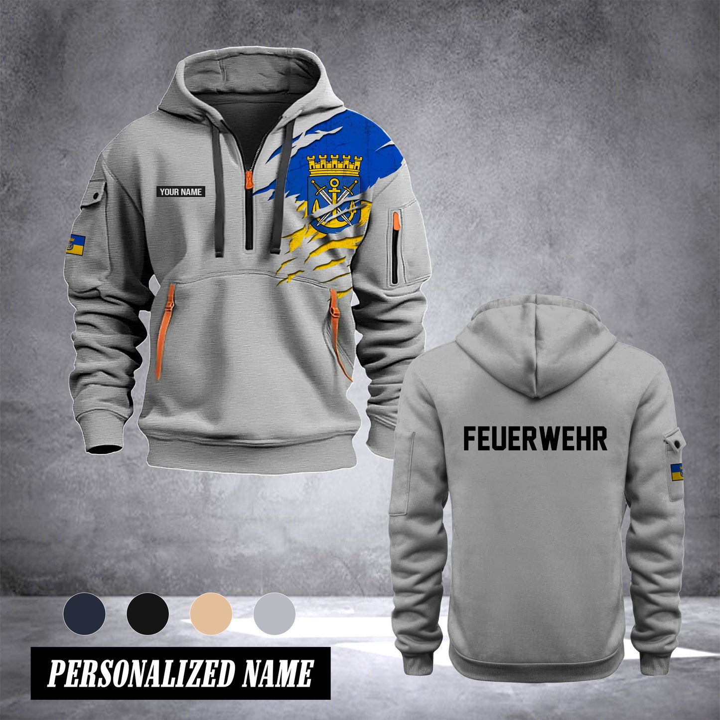 Firefighter Solingen Germany customize Hoodie Half Zipper 0909