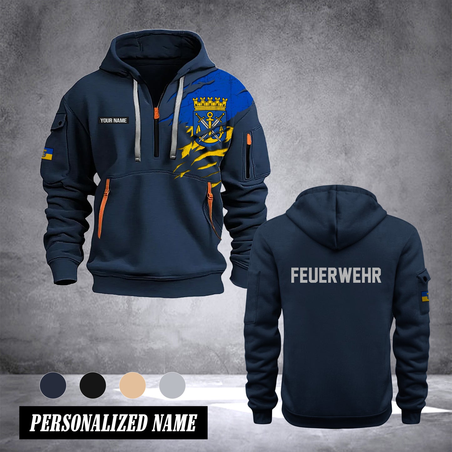 Firefighter Solingen Germany customize Hoodie Half Zipper 0909