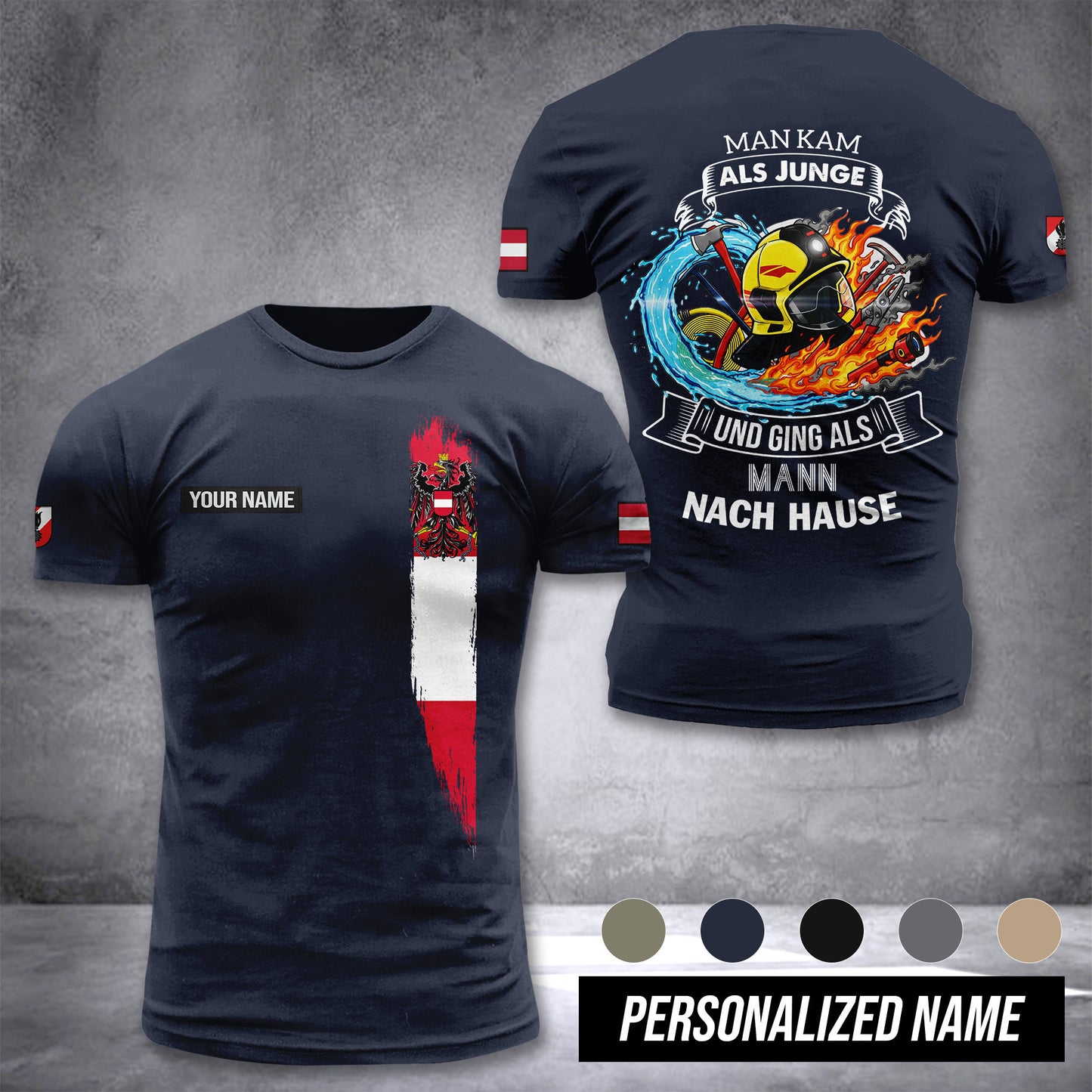 Firefighter Austria customize T-shirt 3d MAN