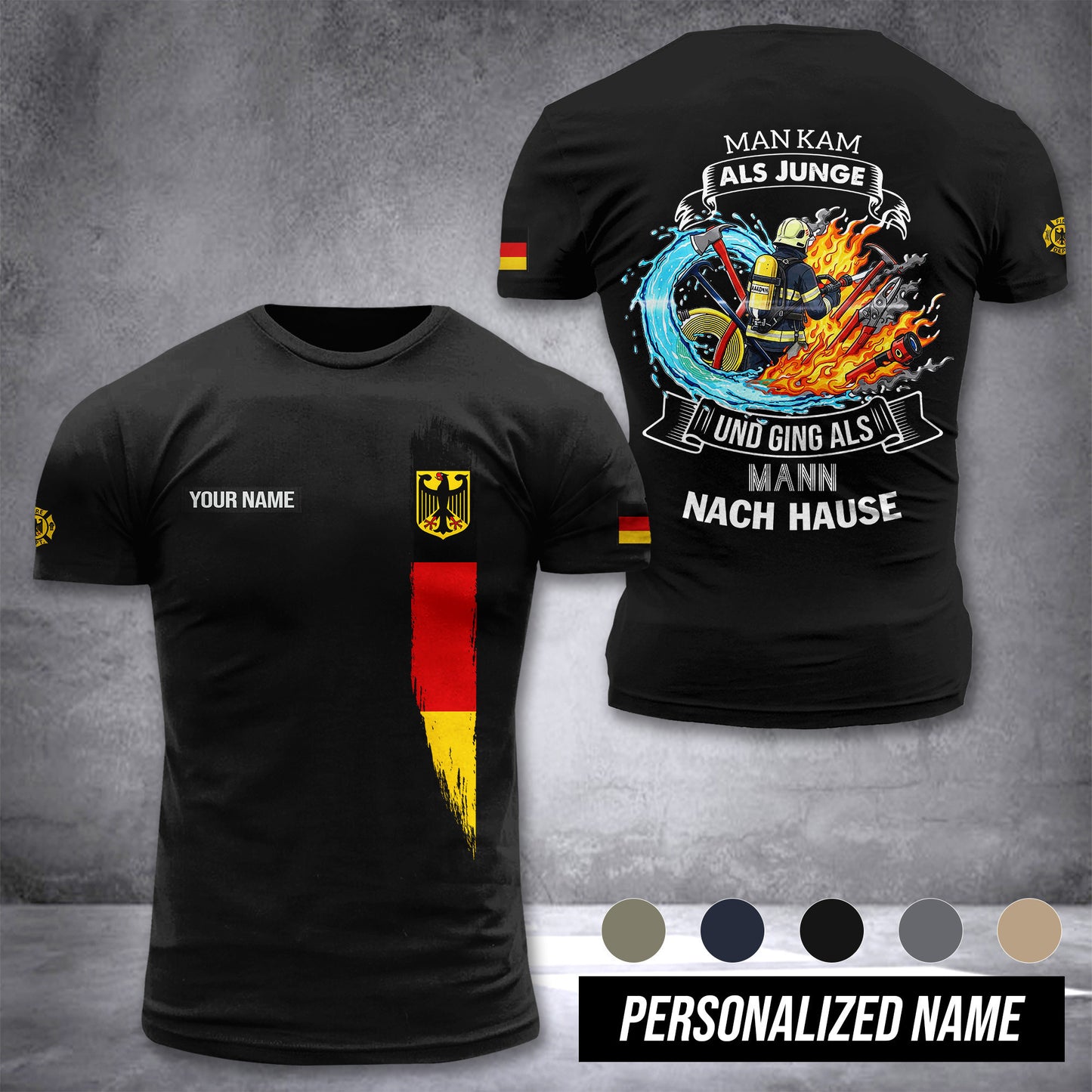 Firefighter Germany customize T-shirt 3d MAN