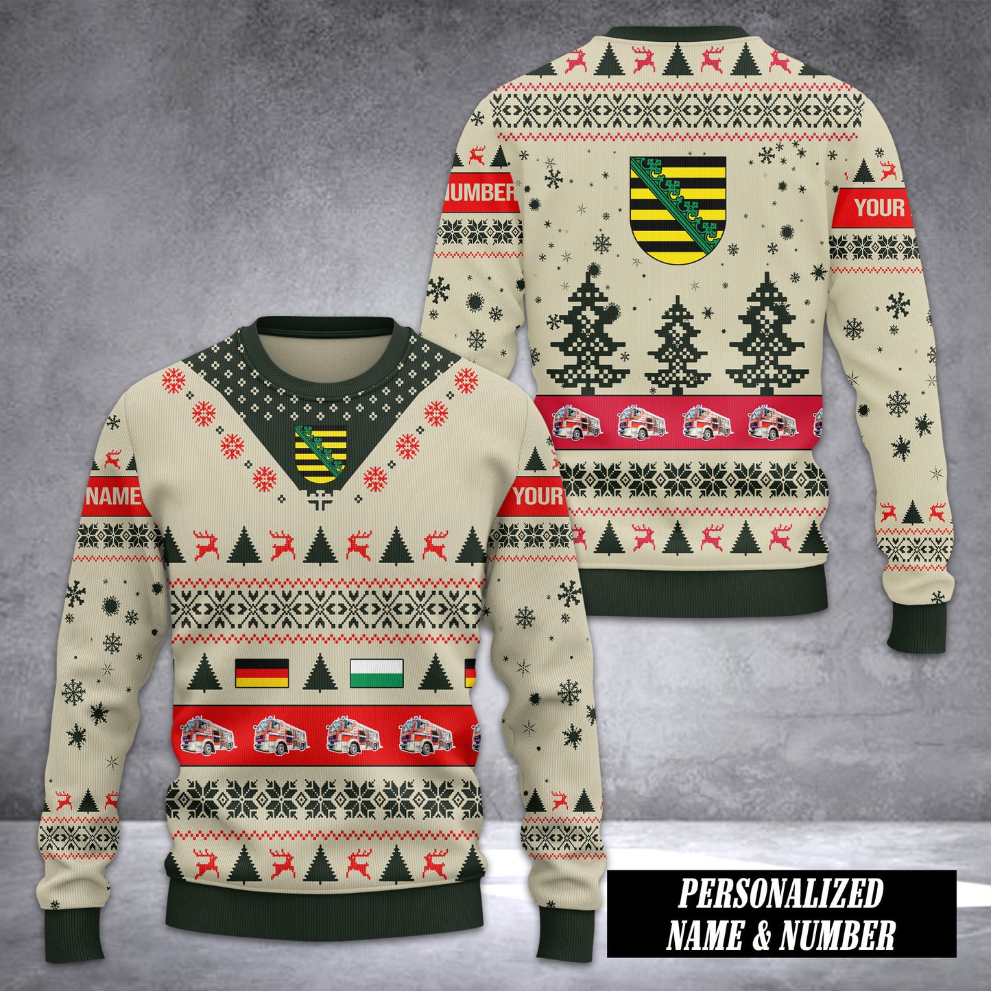 Firefighter Sachsen Ugly Sweater Christmas Customize 3d printed