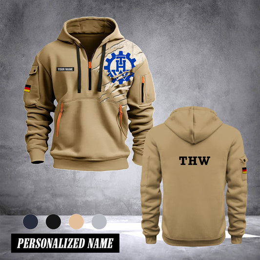 THW Germany customize Hoodie Half Zipper 0909