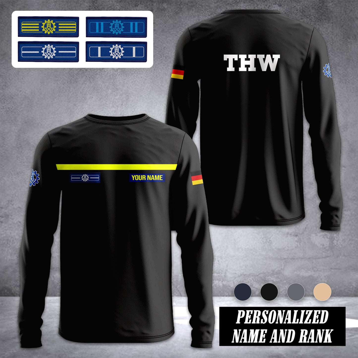 THW Germany customize ranking Sleeve T-shirt 0909