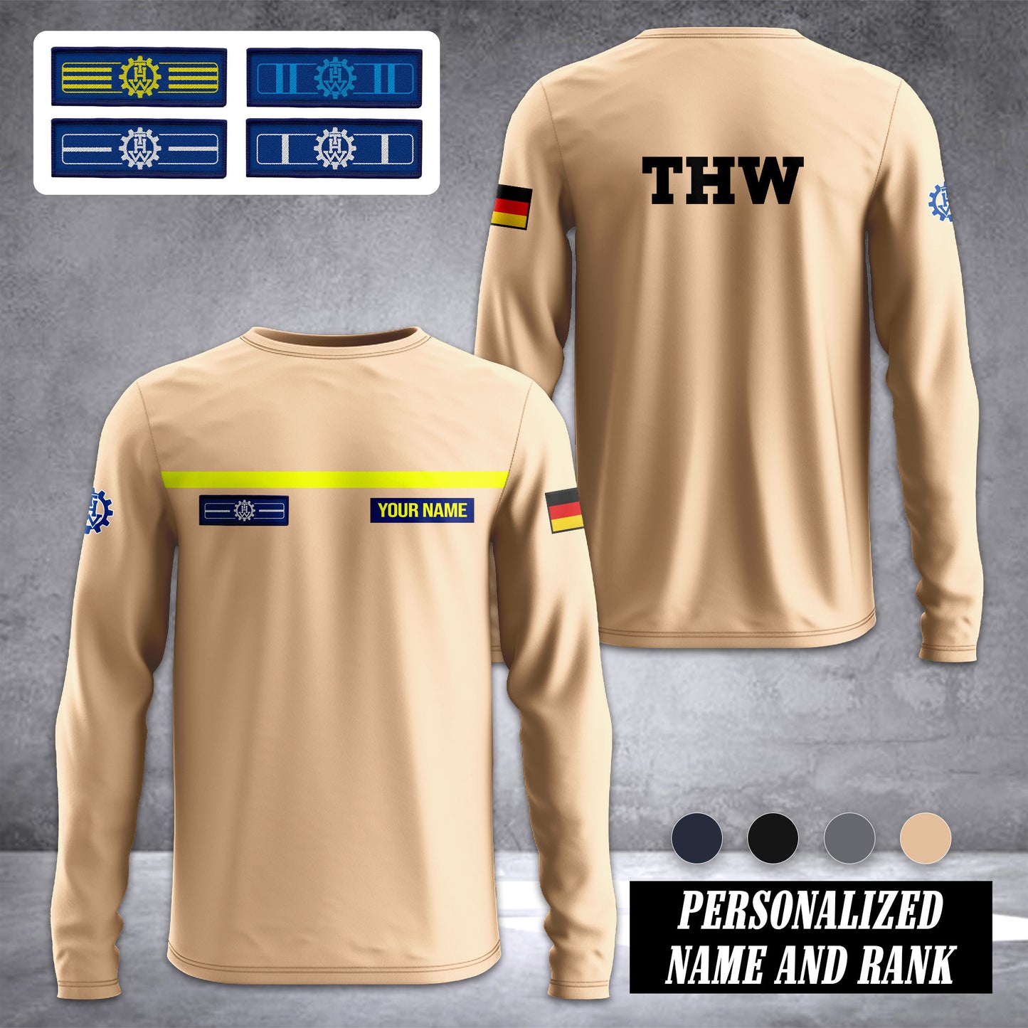 THW Germany customize ranking Sleeve T-shirt 0909