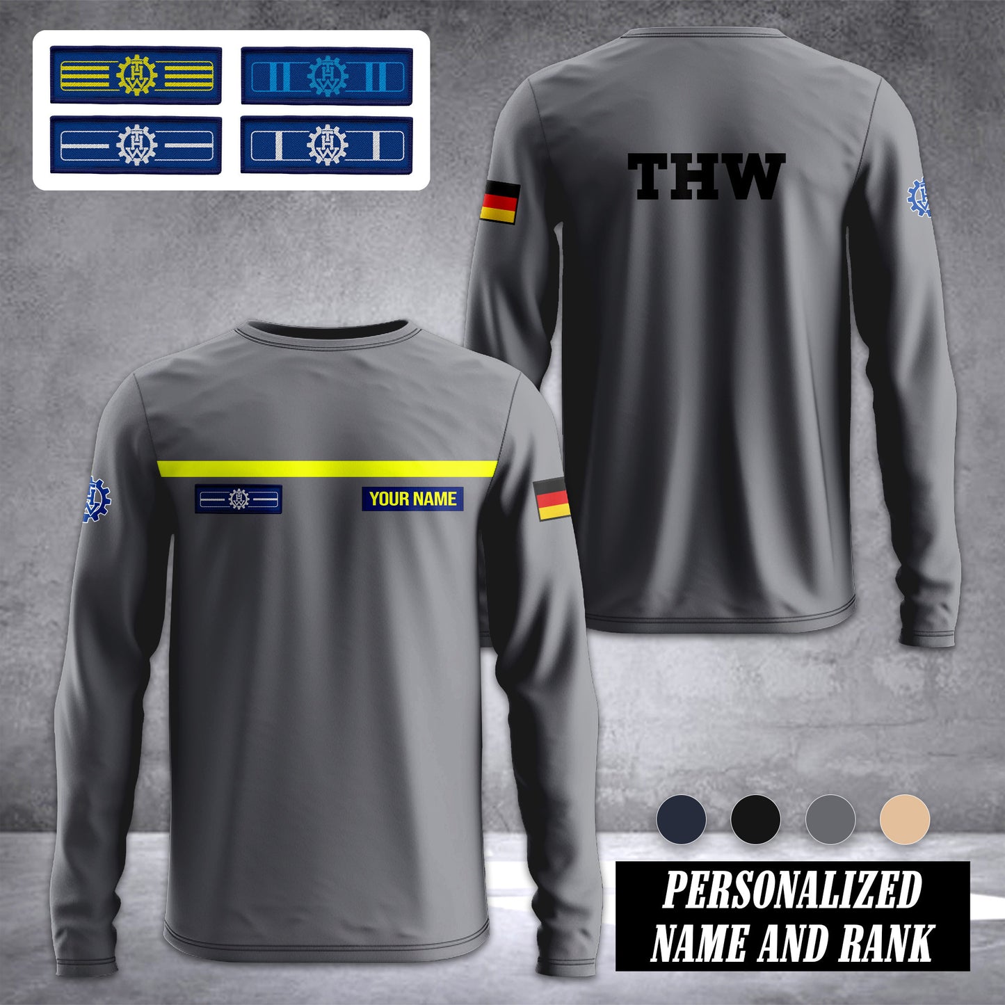THW Germany customize ranking Sleeve T-shirt 0909