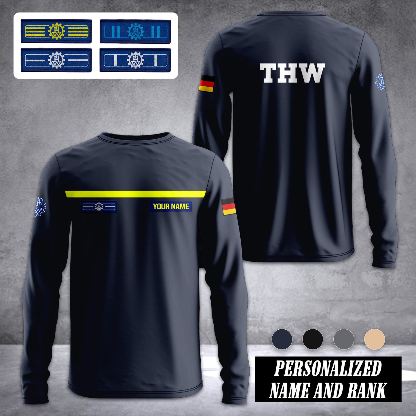 THW Germany customize ranking Sleeve T-shirt 0909