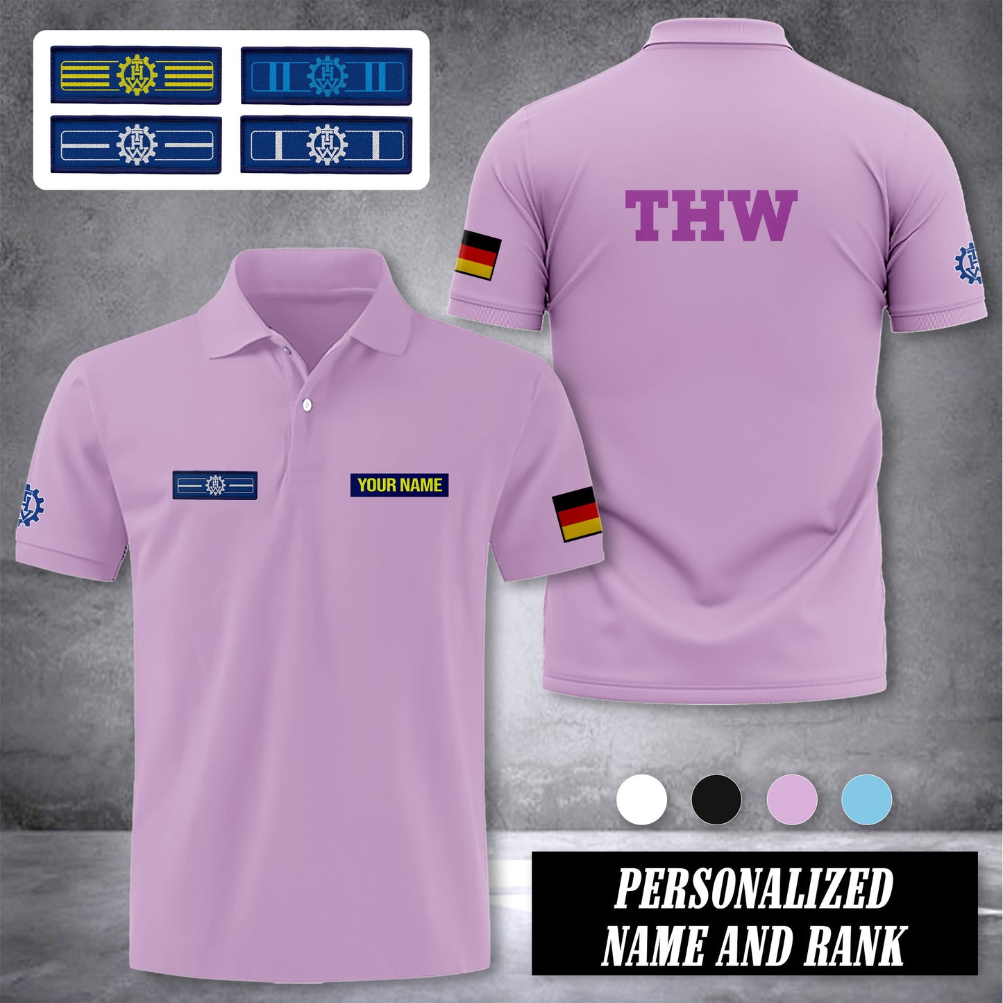 THW Germany customize ranking polo back