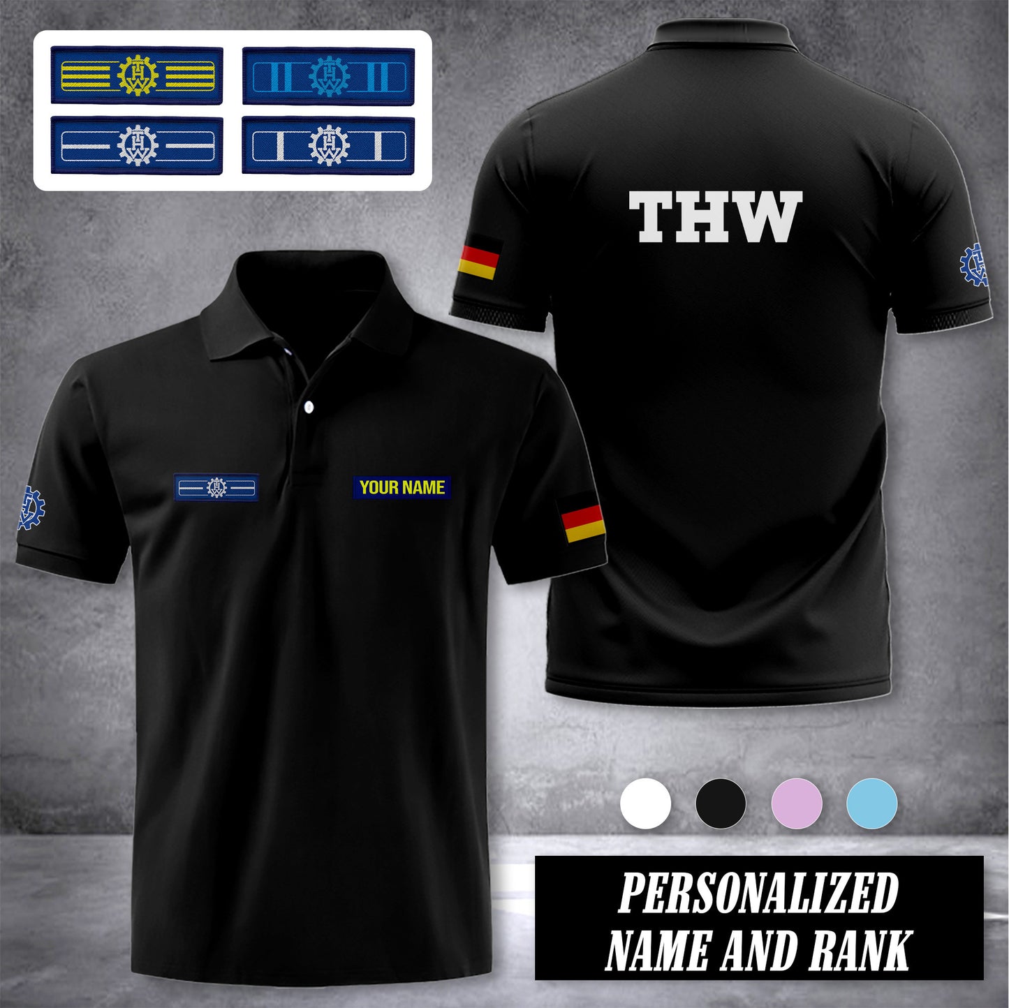 THW Germany customize ranking polo back
