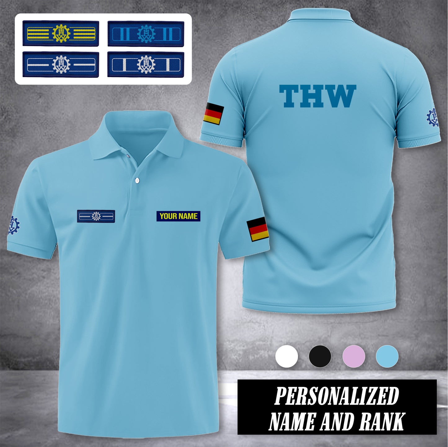 THW Germany customize ranking polo back