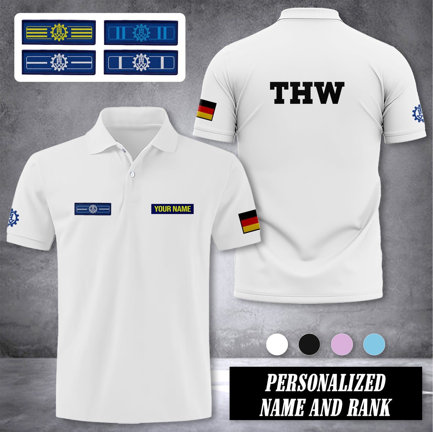 THW Germany customize ranking polo back