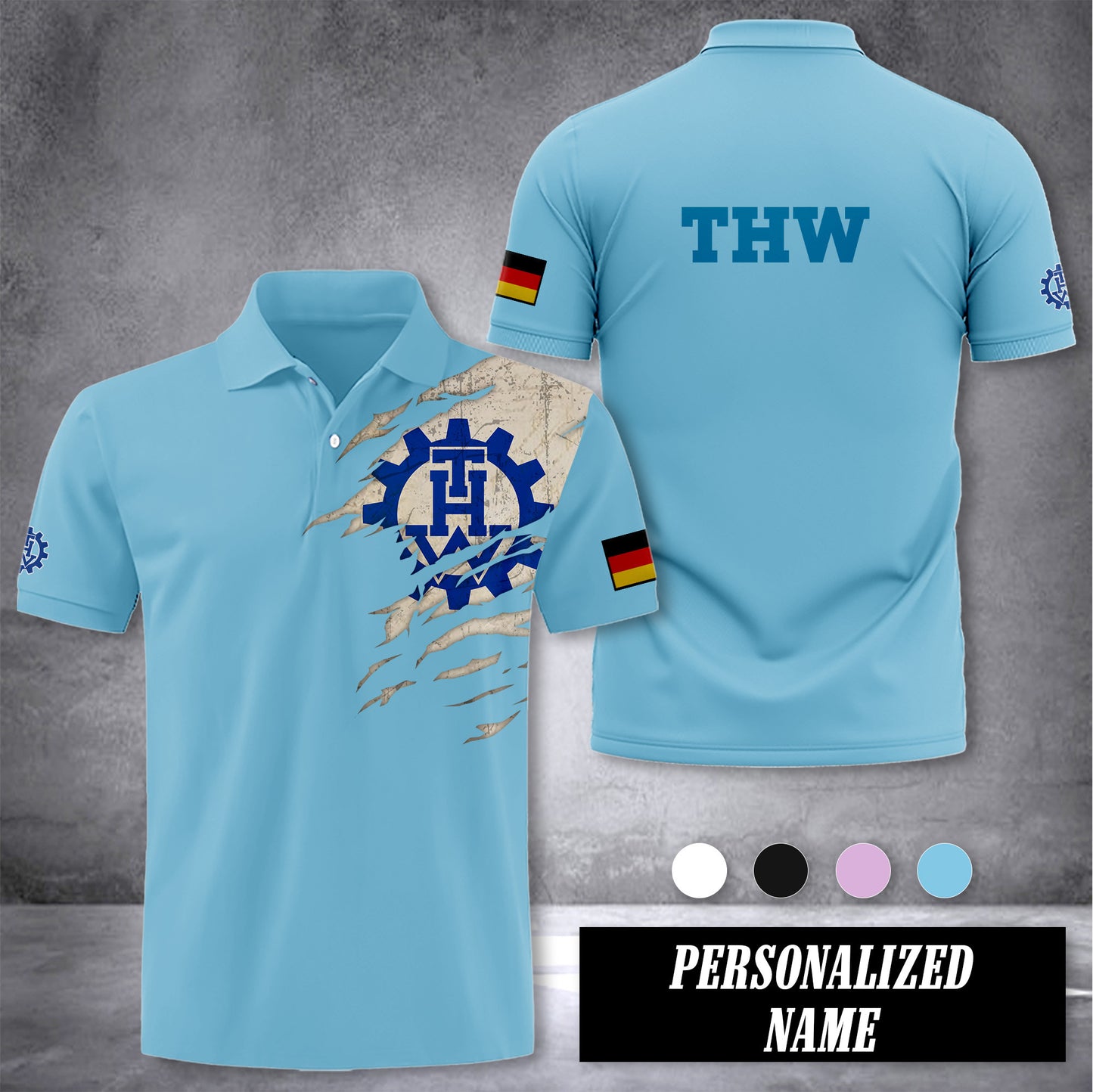 THW Germany customize polo back