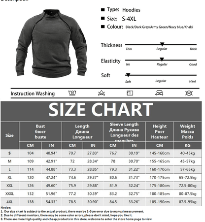 THW Germany Taktischer Herren-Hoodie – Militärischer Outdoor-Pullover mit Reißverschluss, Langarm, Fleecefutter, winddicht und warm