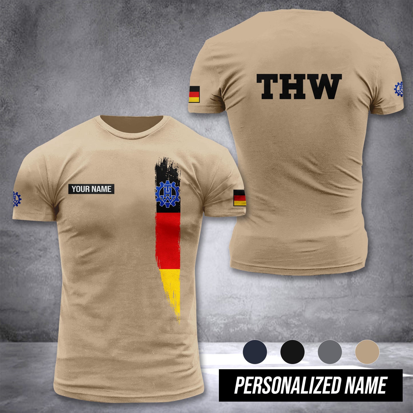 THW Germany customize T-shirt 3d MAN