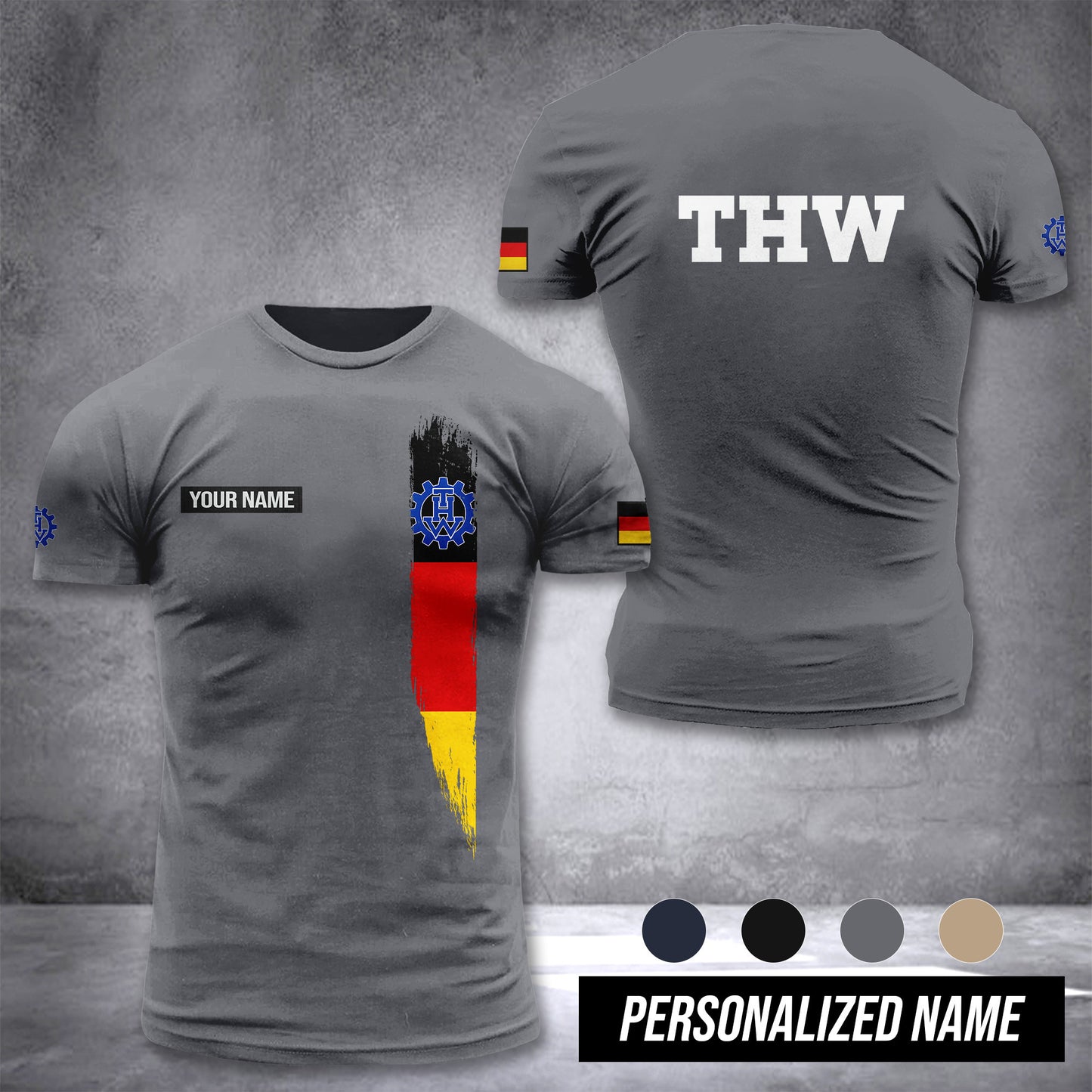 THW Germany customize T-shirt 3d MAN