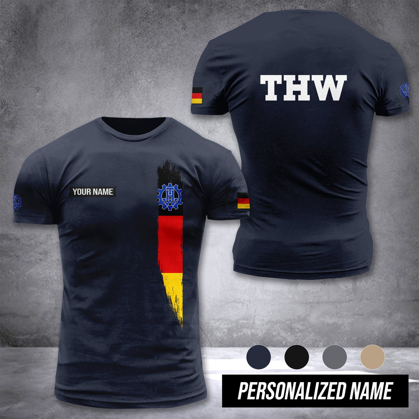 THW Germany customize T-shirt 3d MAN