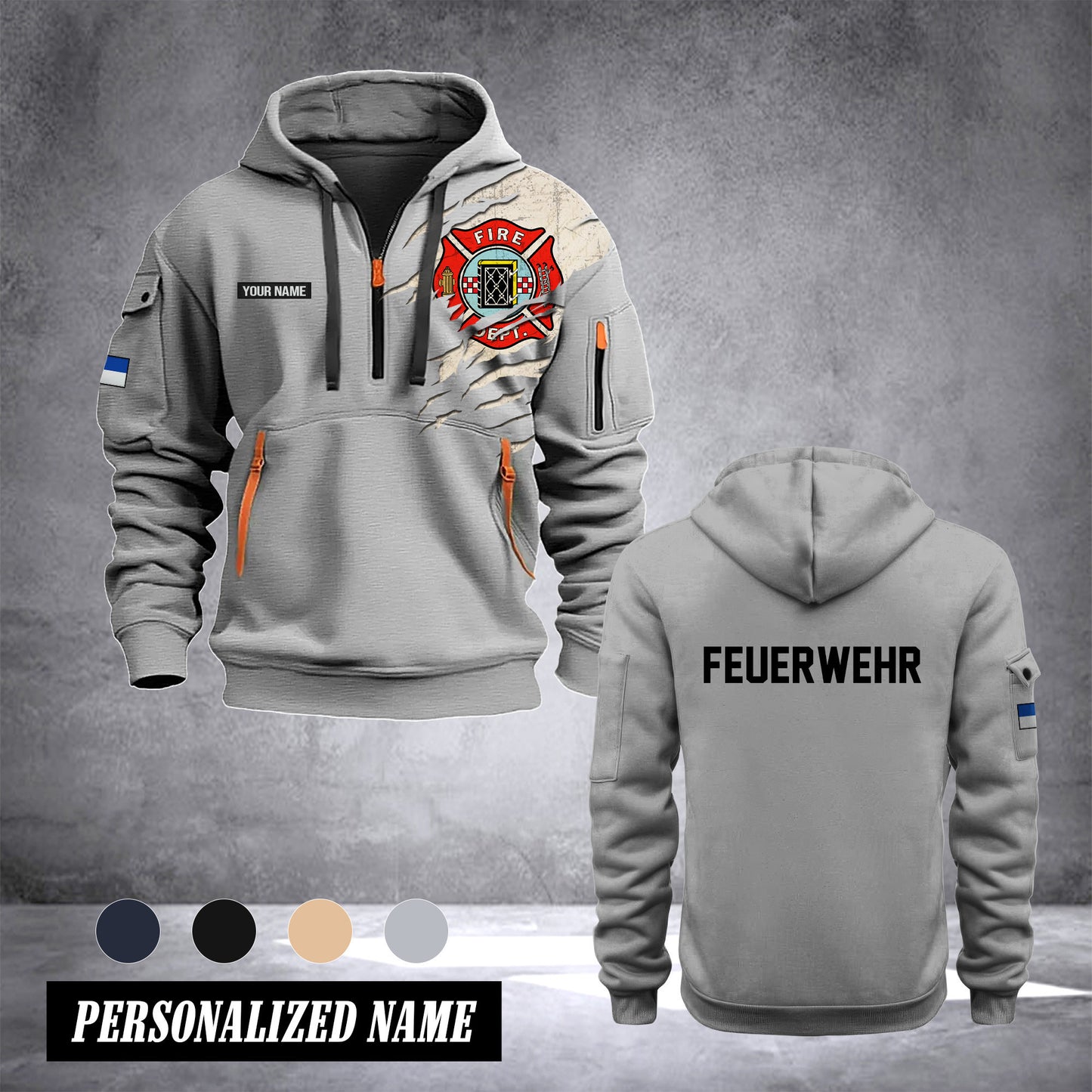 Firefighter Bochum Germany customize Hoodie Half Zipper NLG