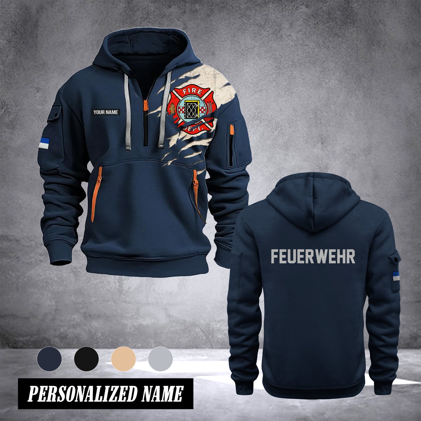 Firefighter Bochum Germany customize Hoodie Half Zipper NLG