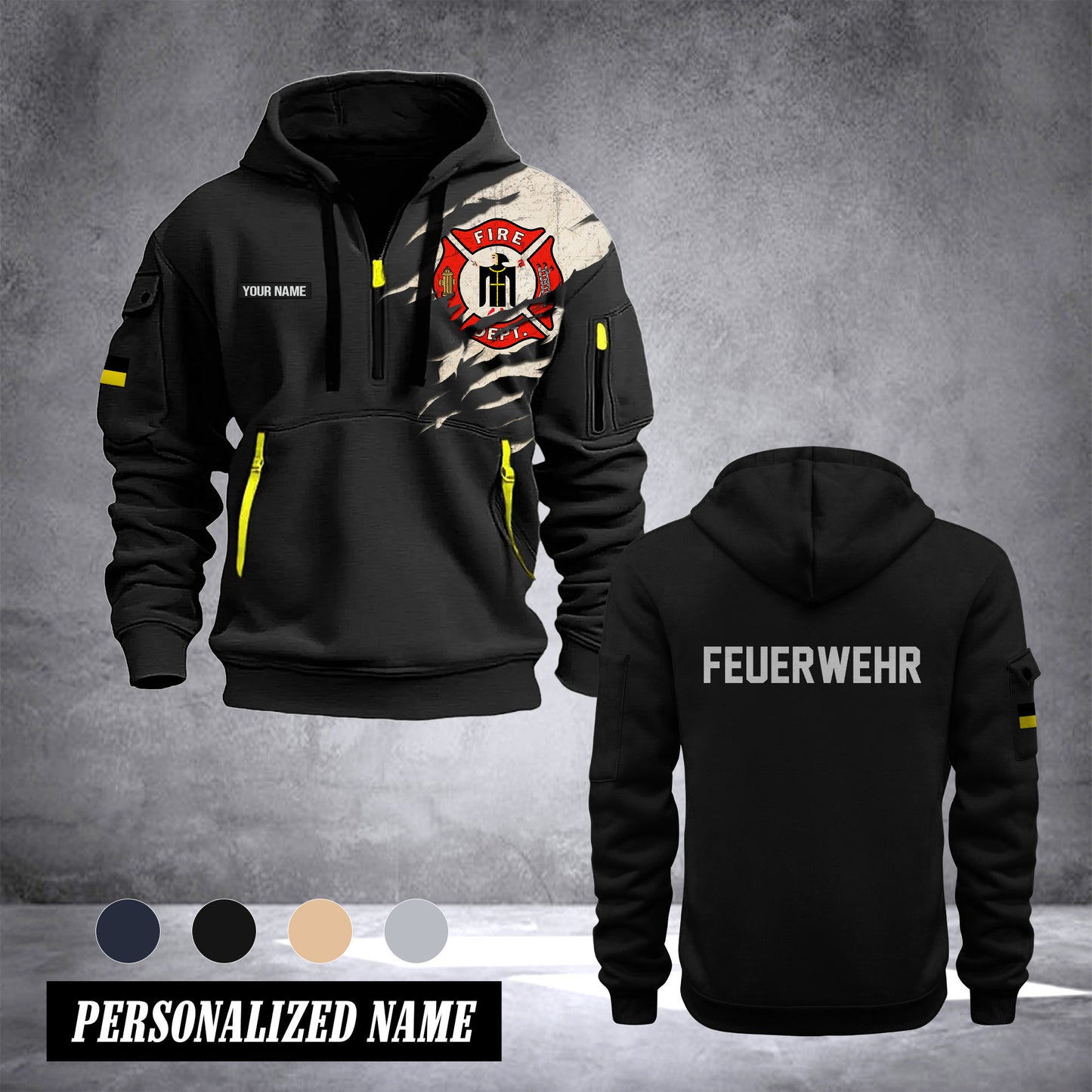 Firefighter Munich Germany customize Hoodie Half Zipper NLG