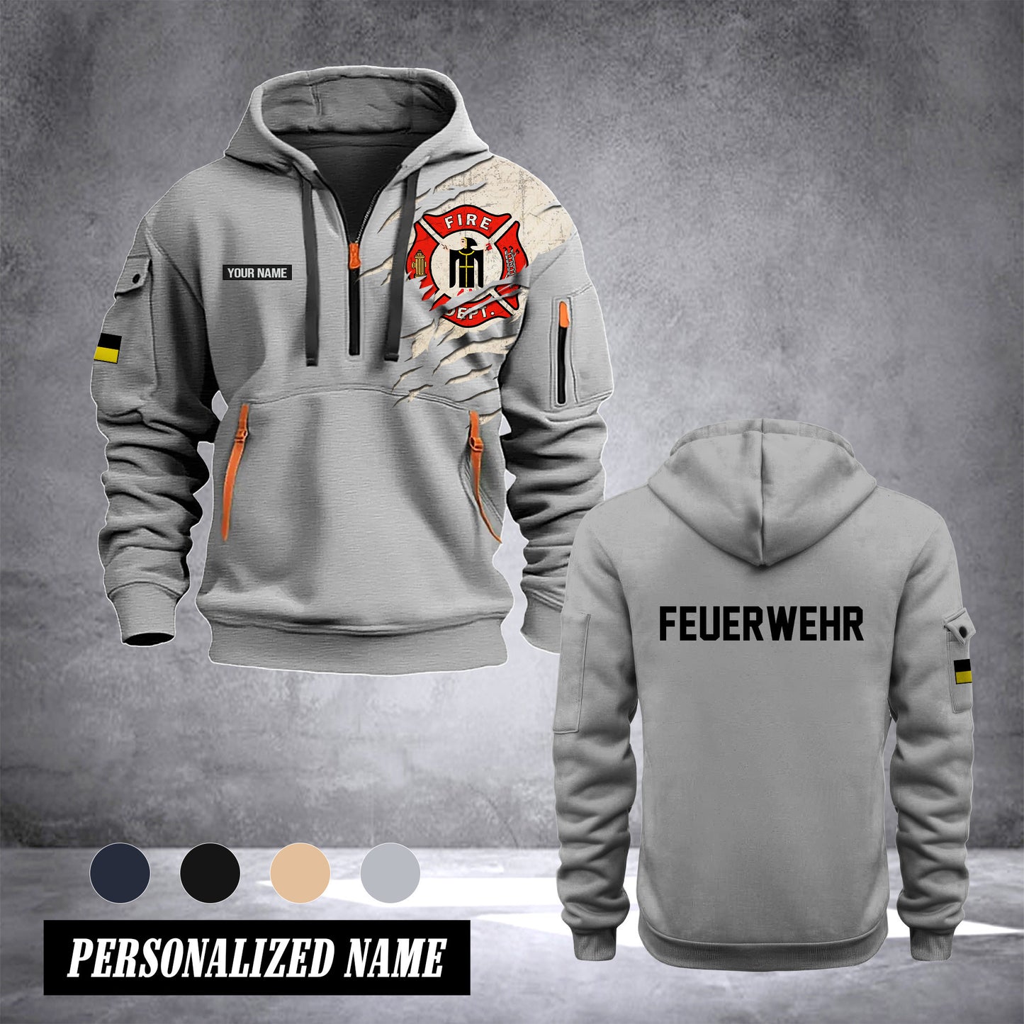 Firefighter Munich Germany customize Hoodie Half Zipper NLG