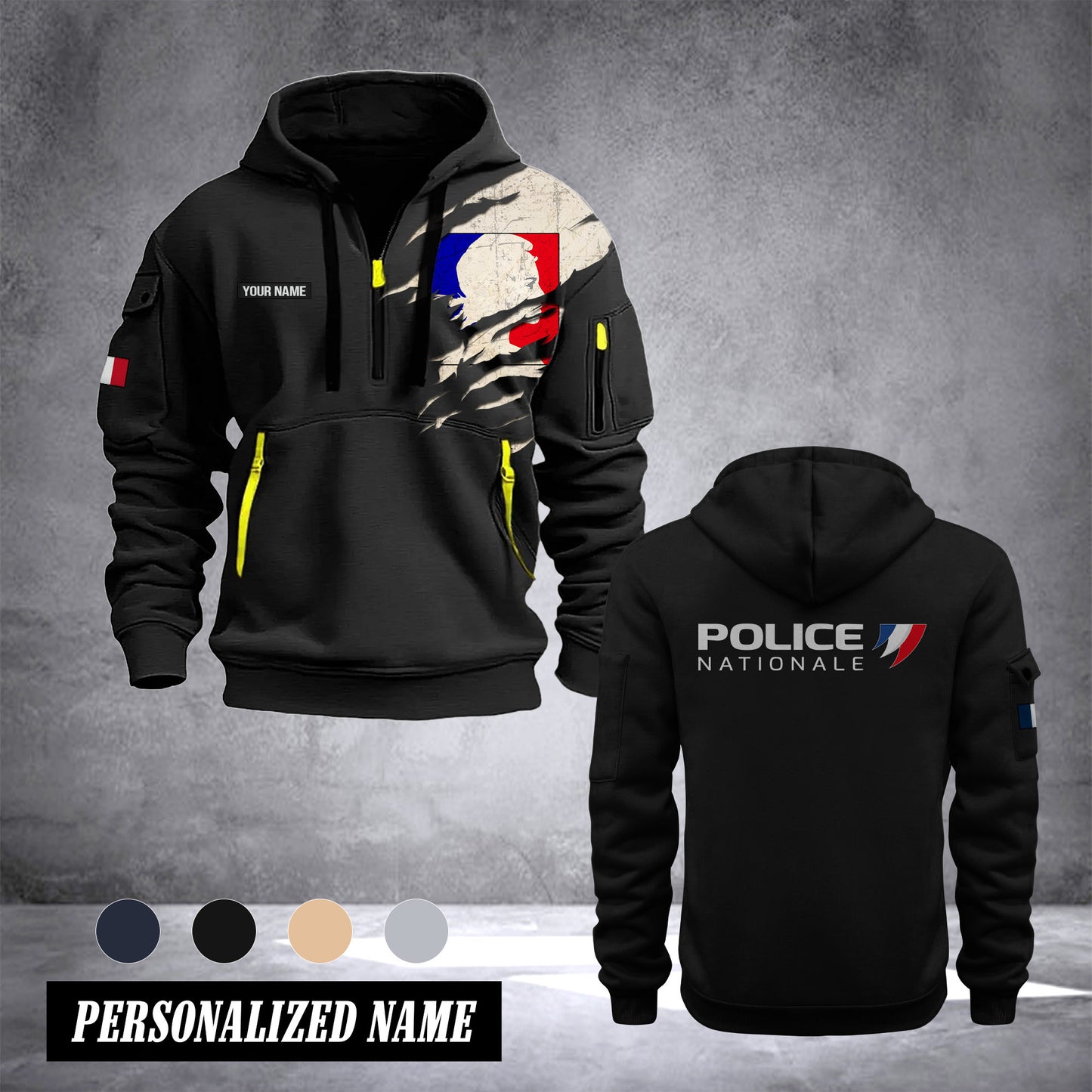 Police France customize Hoodie Half Zipper NLG