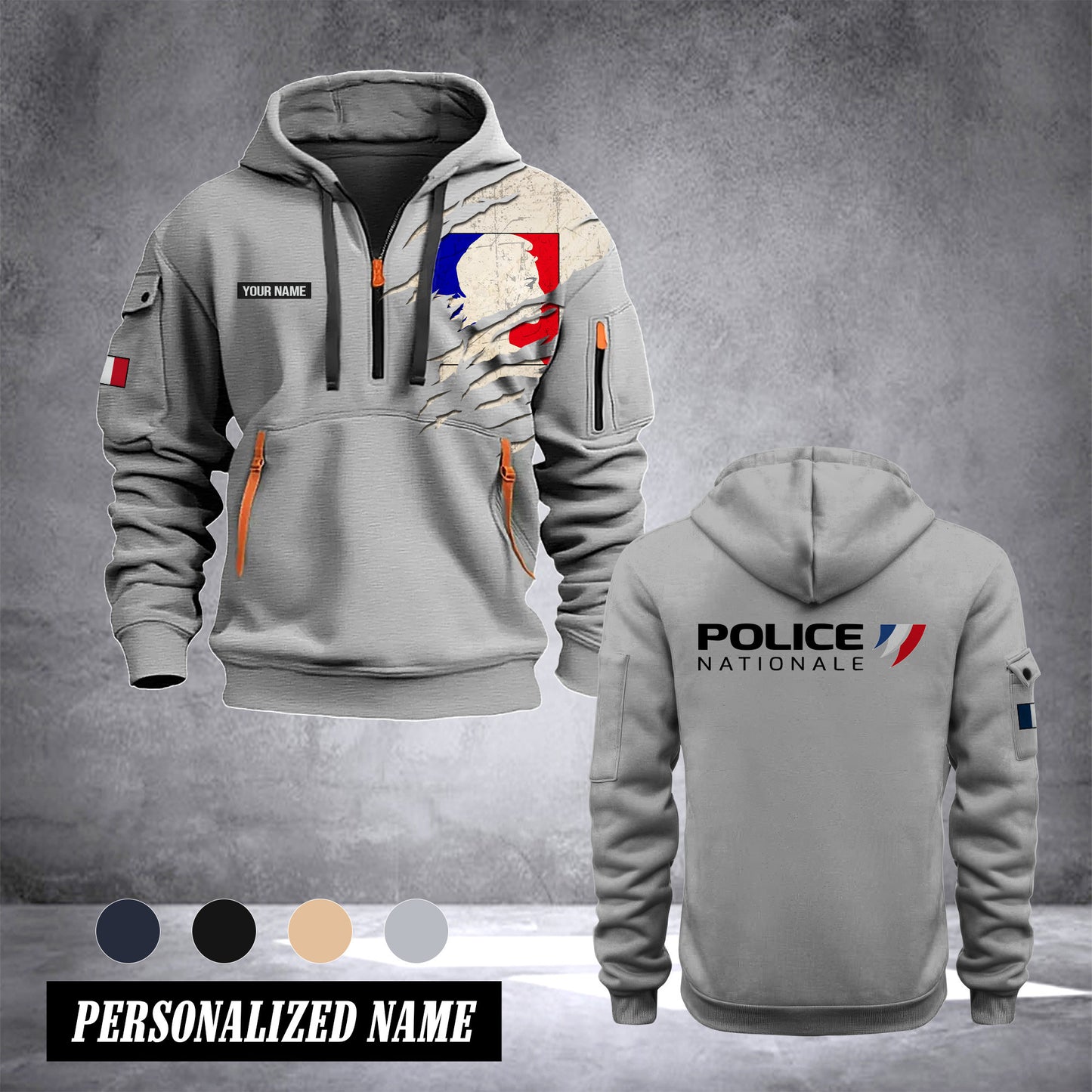 Police France customize Hoodie Half Zipper NLG