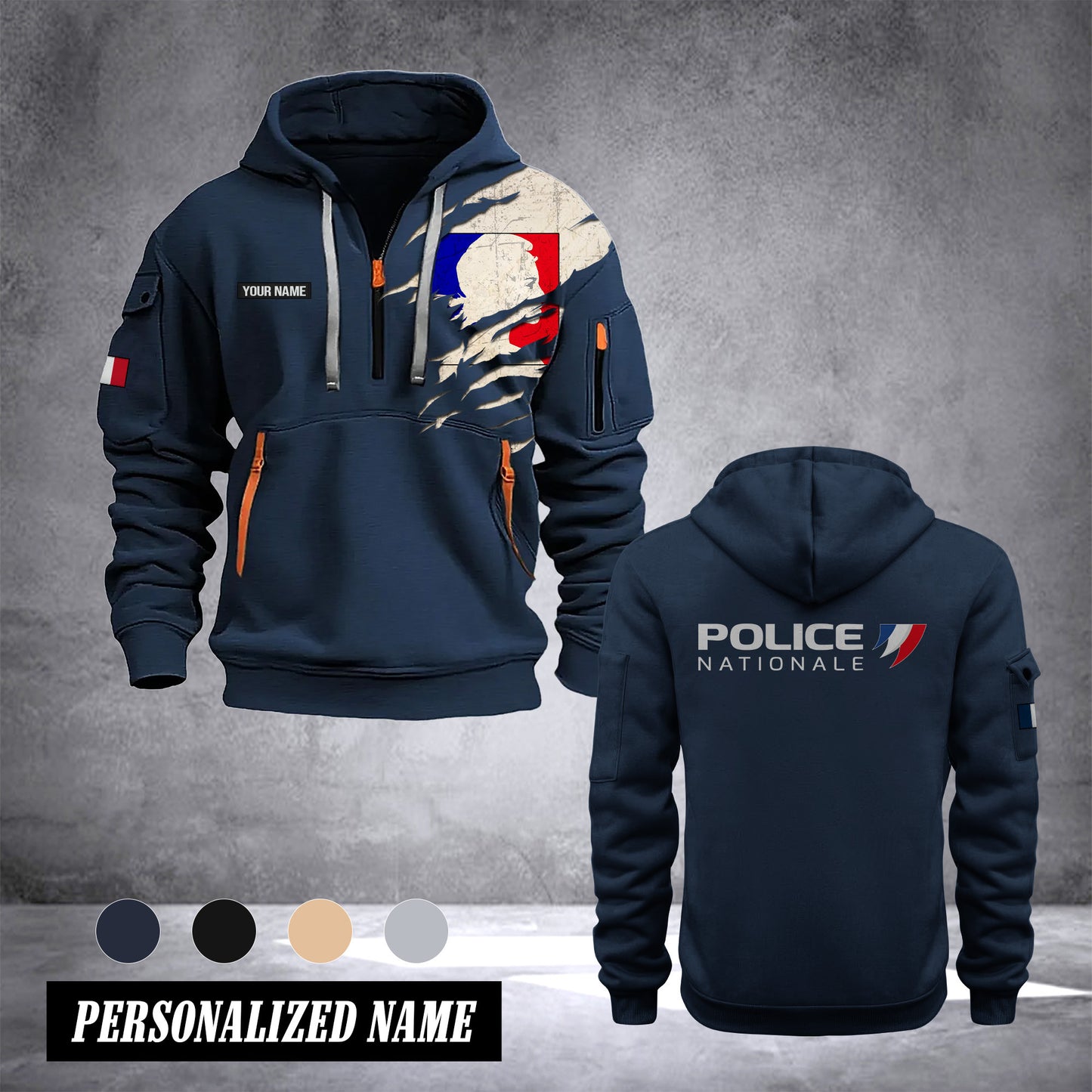 Police France customize Hoodie Half Zipper NLG