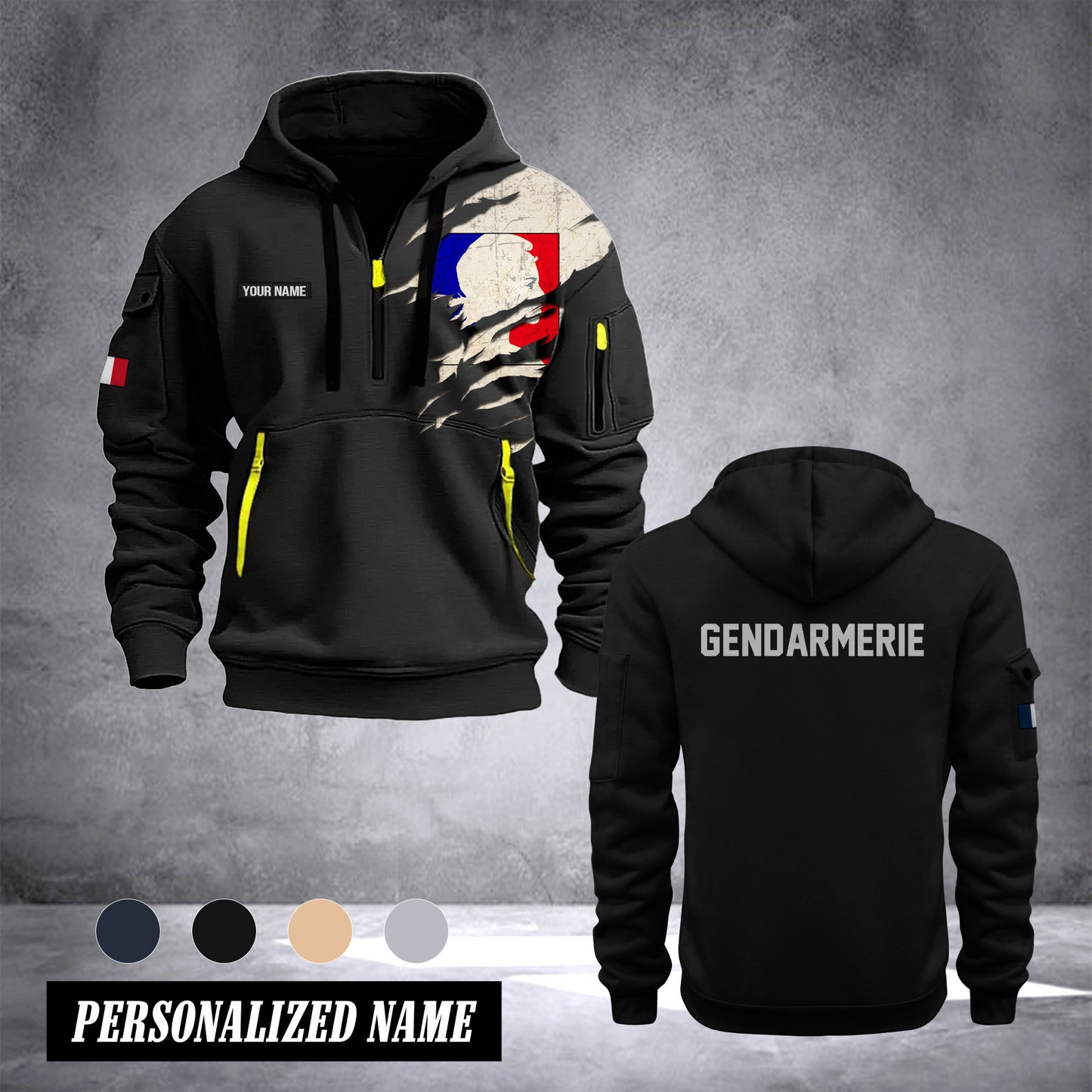 Gendarmerie France customize Hoodie Half Zipper NLG