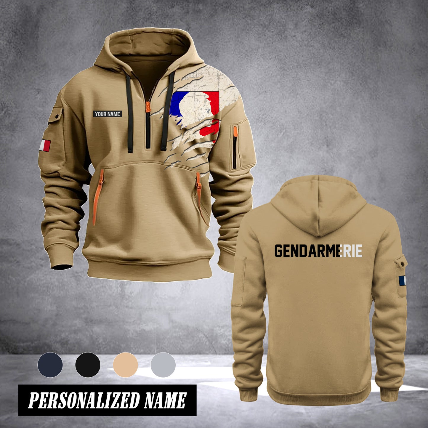 Gendarmerie France customize Hoodie Half Zipper NLG