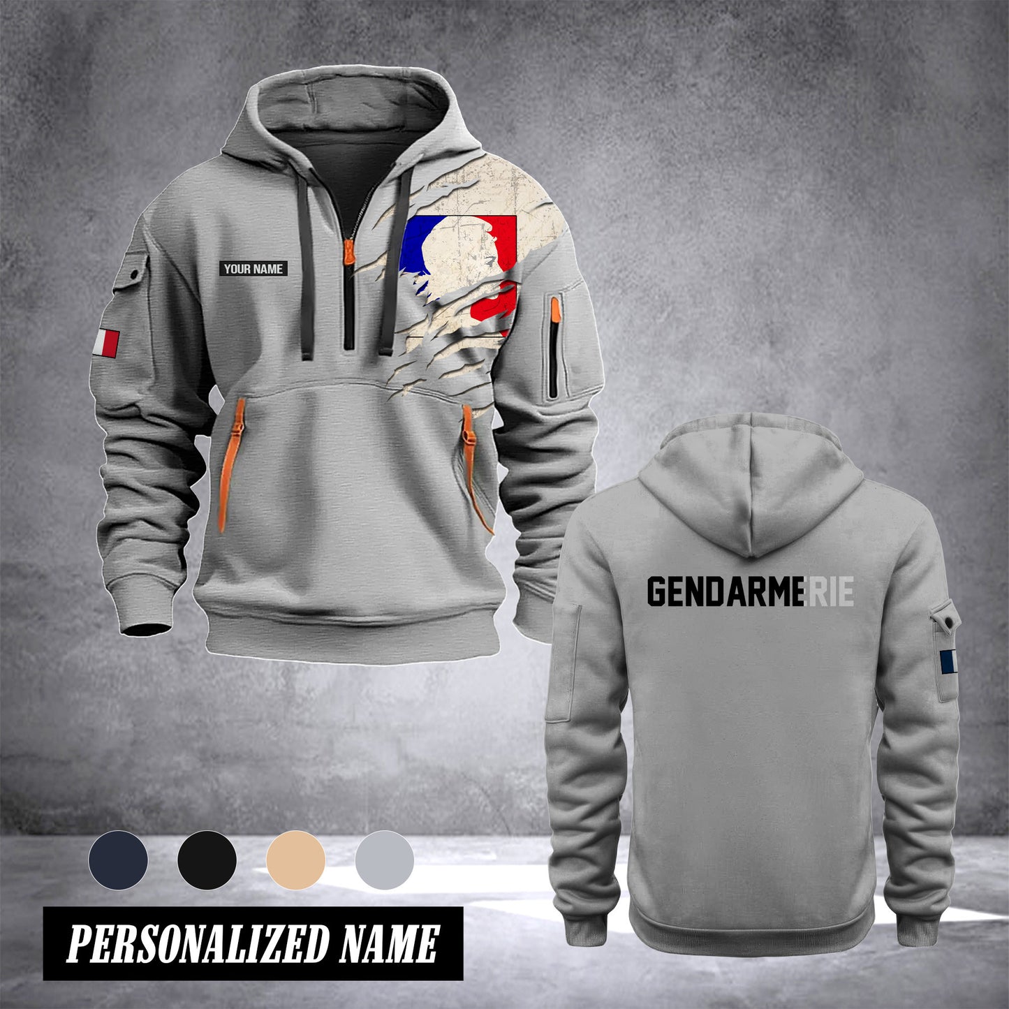 Gendarmerie France customize Hoodie Half Zipper NLG