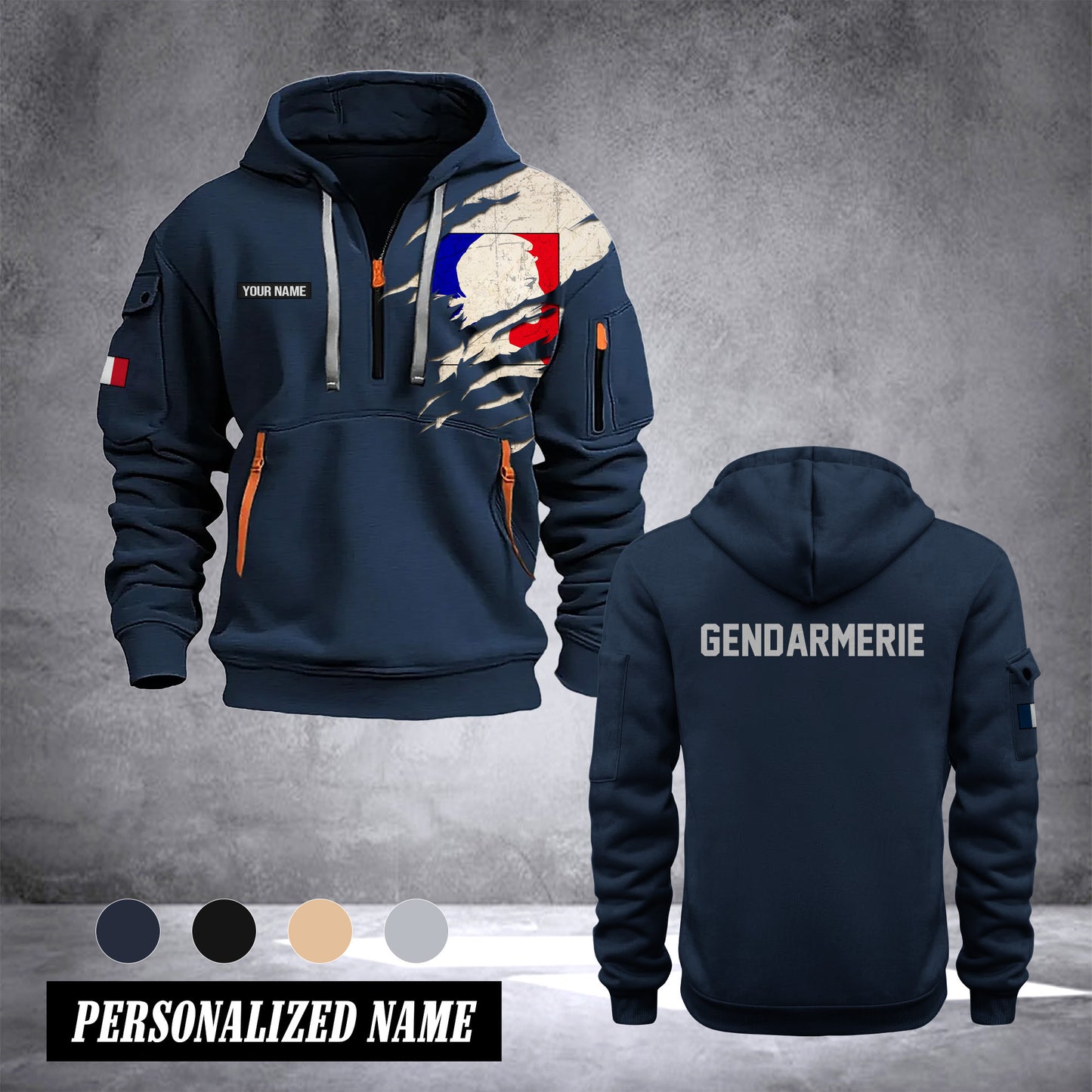Gendarmerie France customize Hoodie Half Zipper NLG