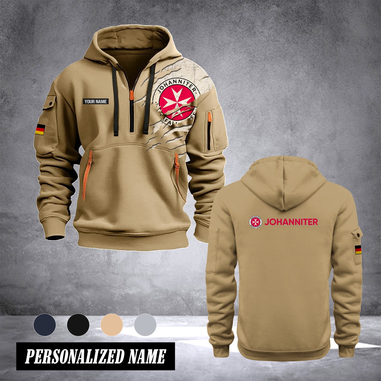 Johanniter Germany customize Hoodie Half Zipper NLG