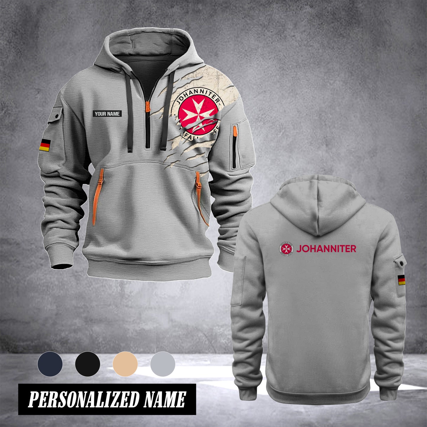 Johanniter Germany customize Hoodie Half Zipper NLG