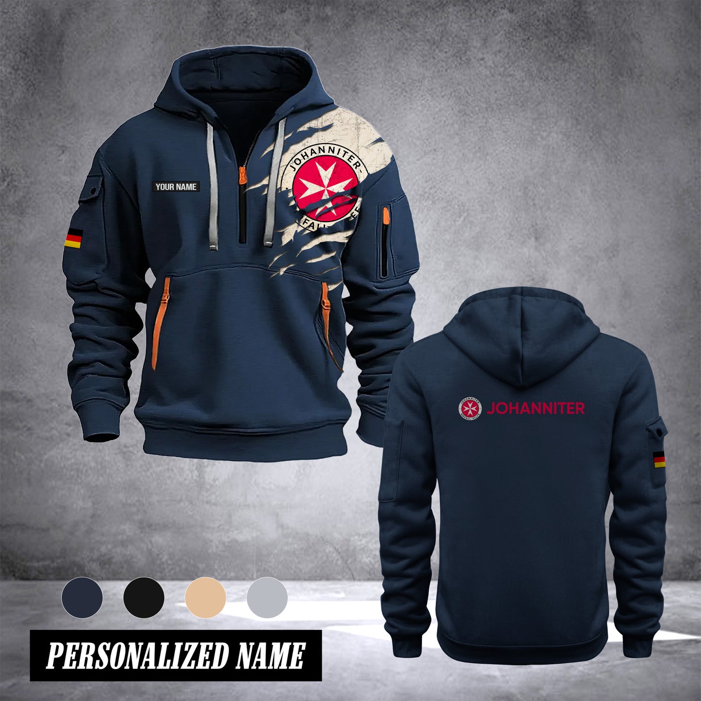 Johanniter Germany customize Hoodie Half Zipper NLG