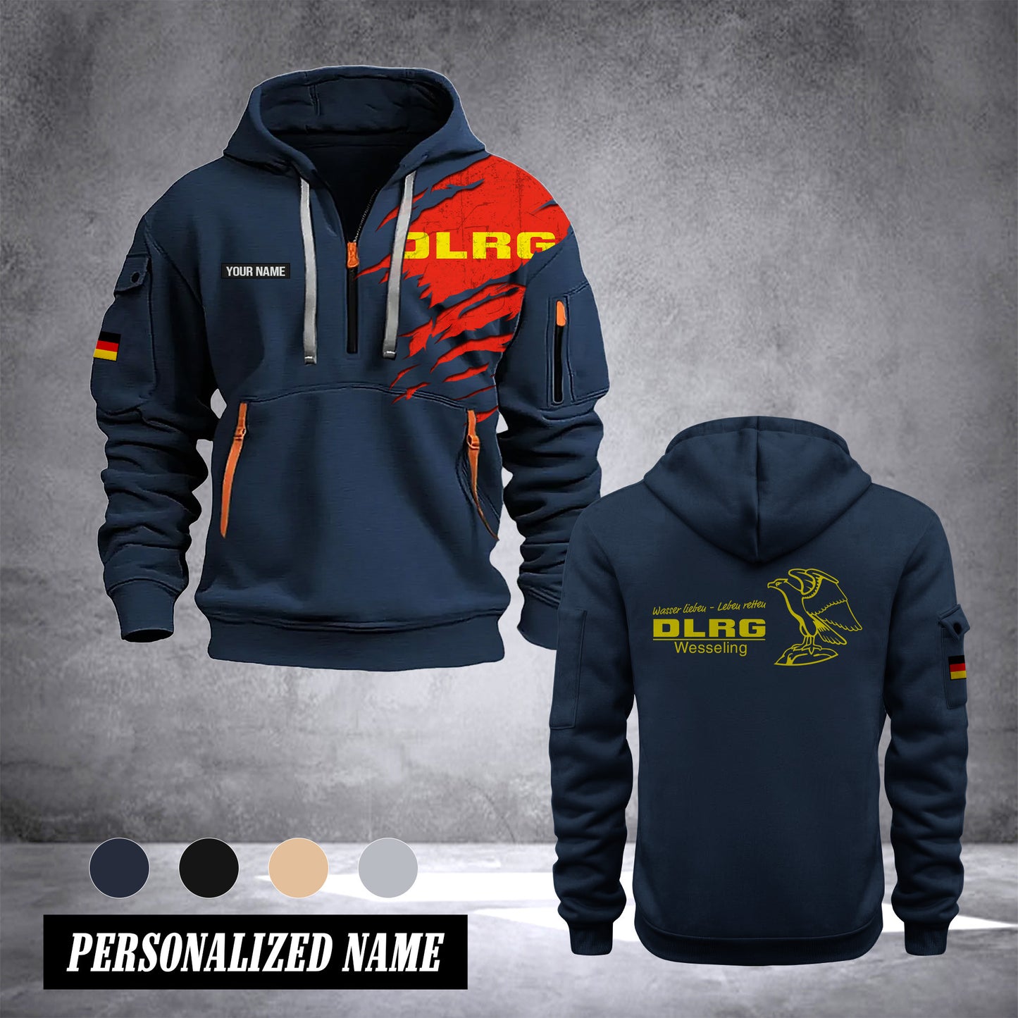 DLRG Germany customize Hoodie Half Zipper NLG