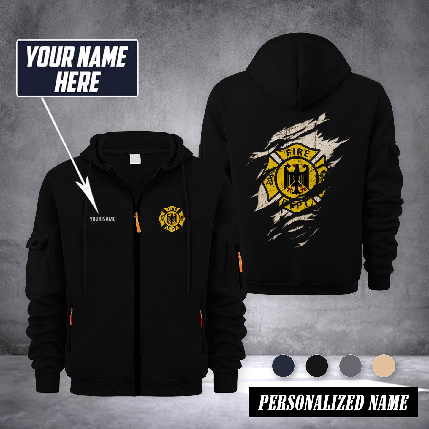 Firefighter Germany customize Zipper cardigan jacket